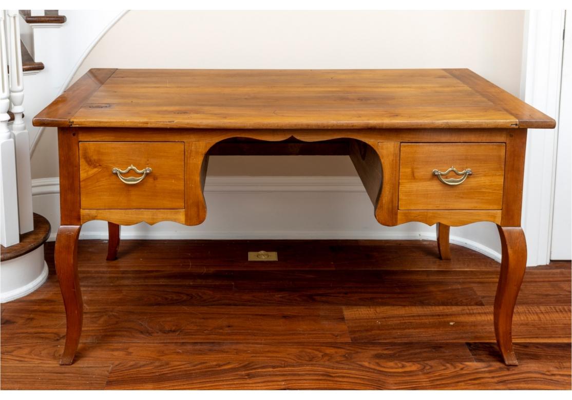 Classic Antique French Cherry Desk with Breadboard Top For Sale 3