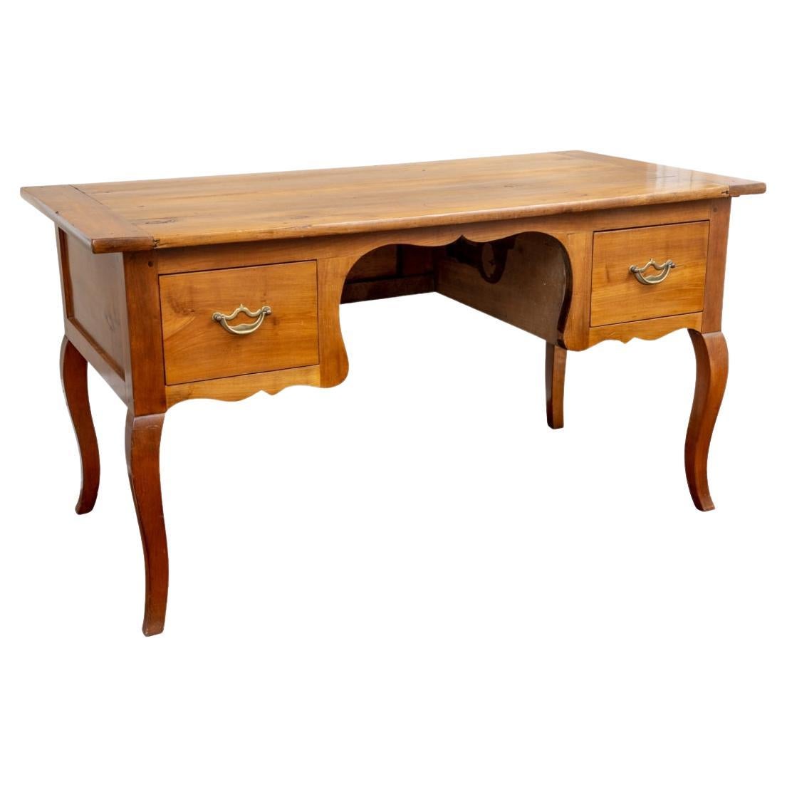 Classic Antique French Cherry Desk with Breadboard Top For Sale