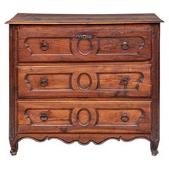 Classic Antique French Fruitwood Provincial Three Drawer Chest