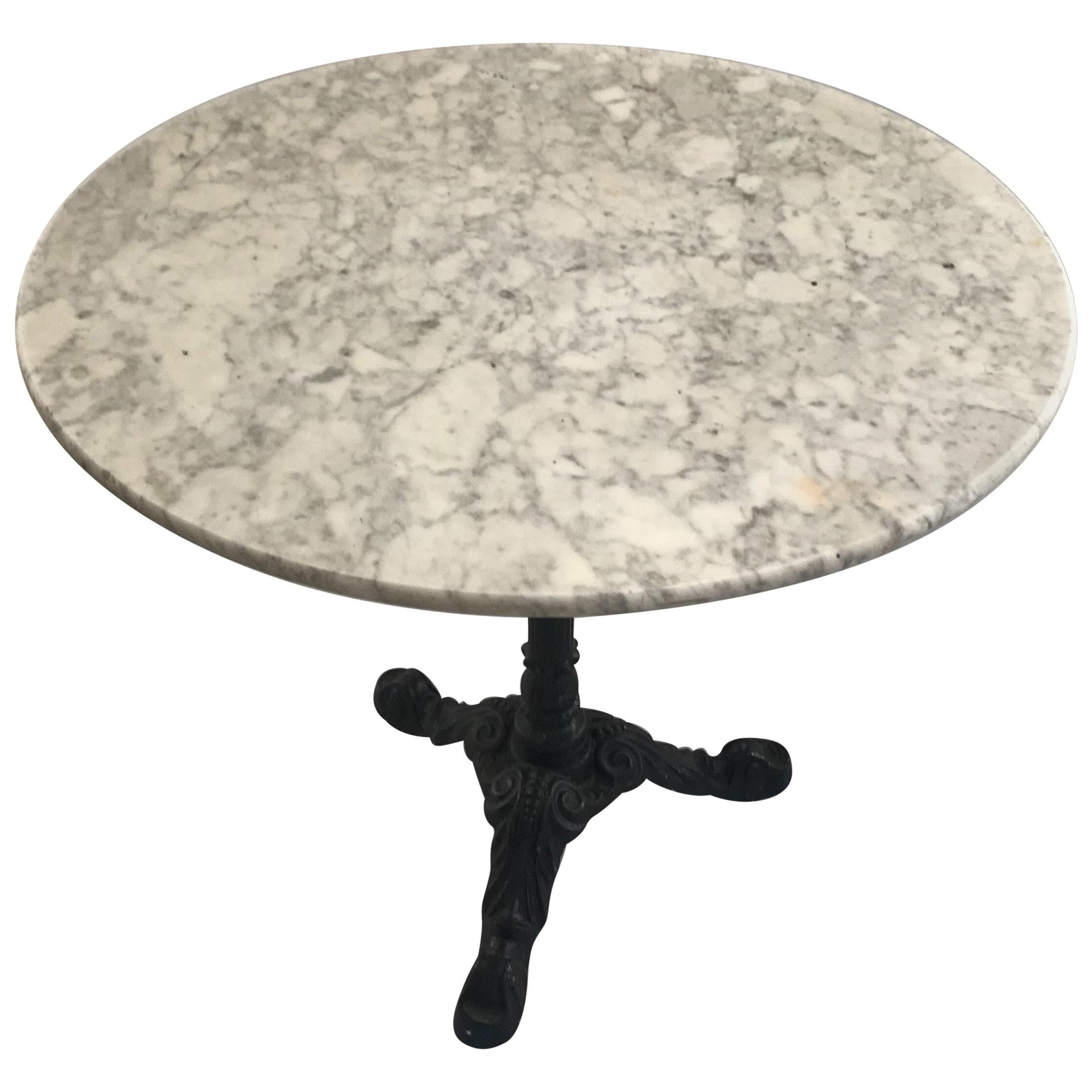 Classic Antique French Marble Round Cafe or Bistro Table