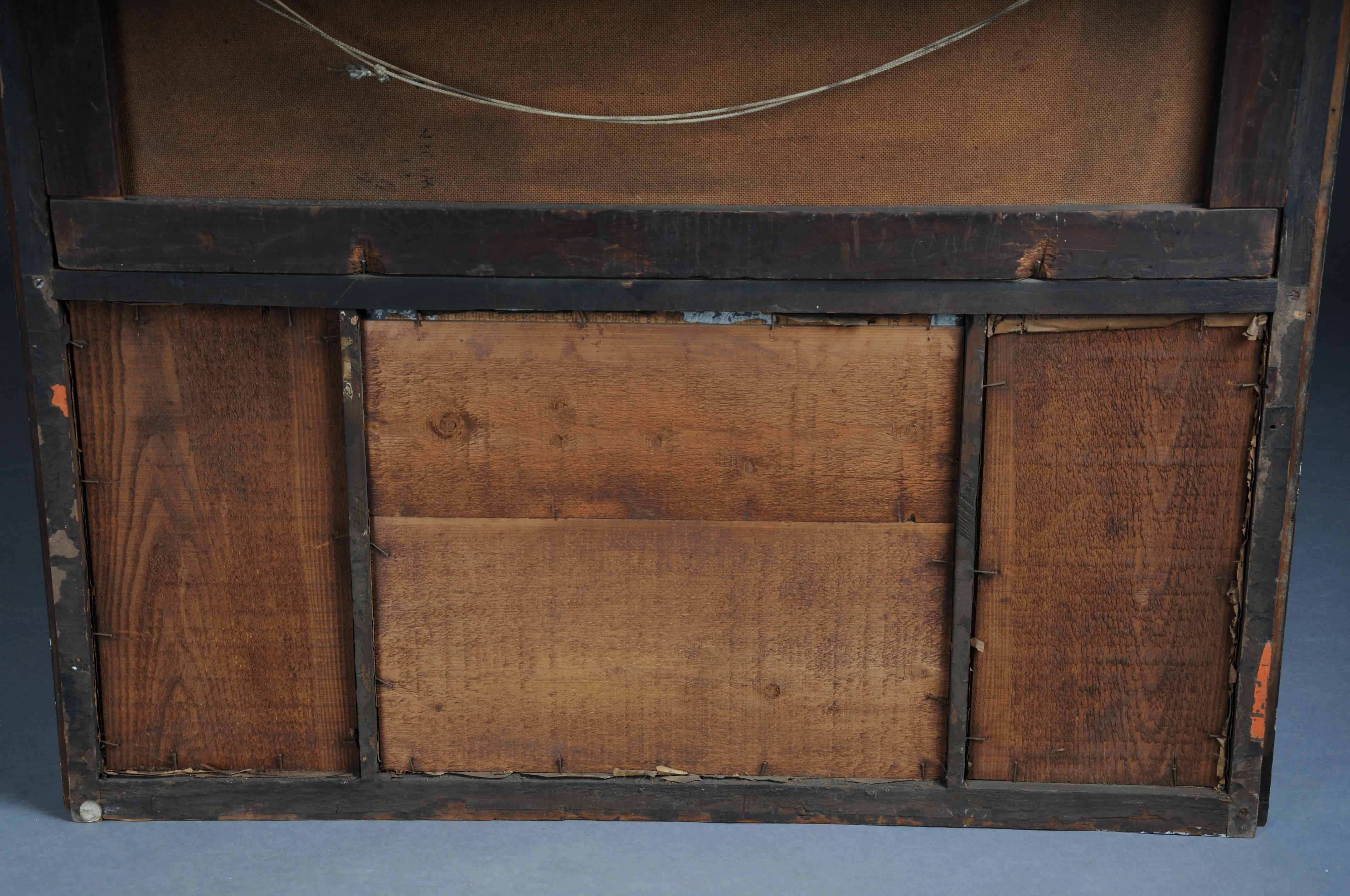 Classic antique French trumeau mirror with harbor landscape with sailing ships For Sale 14