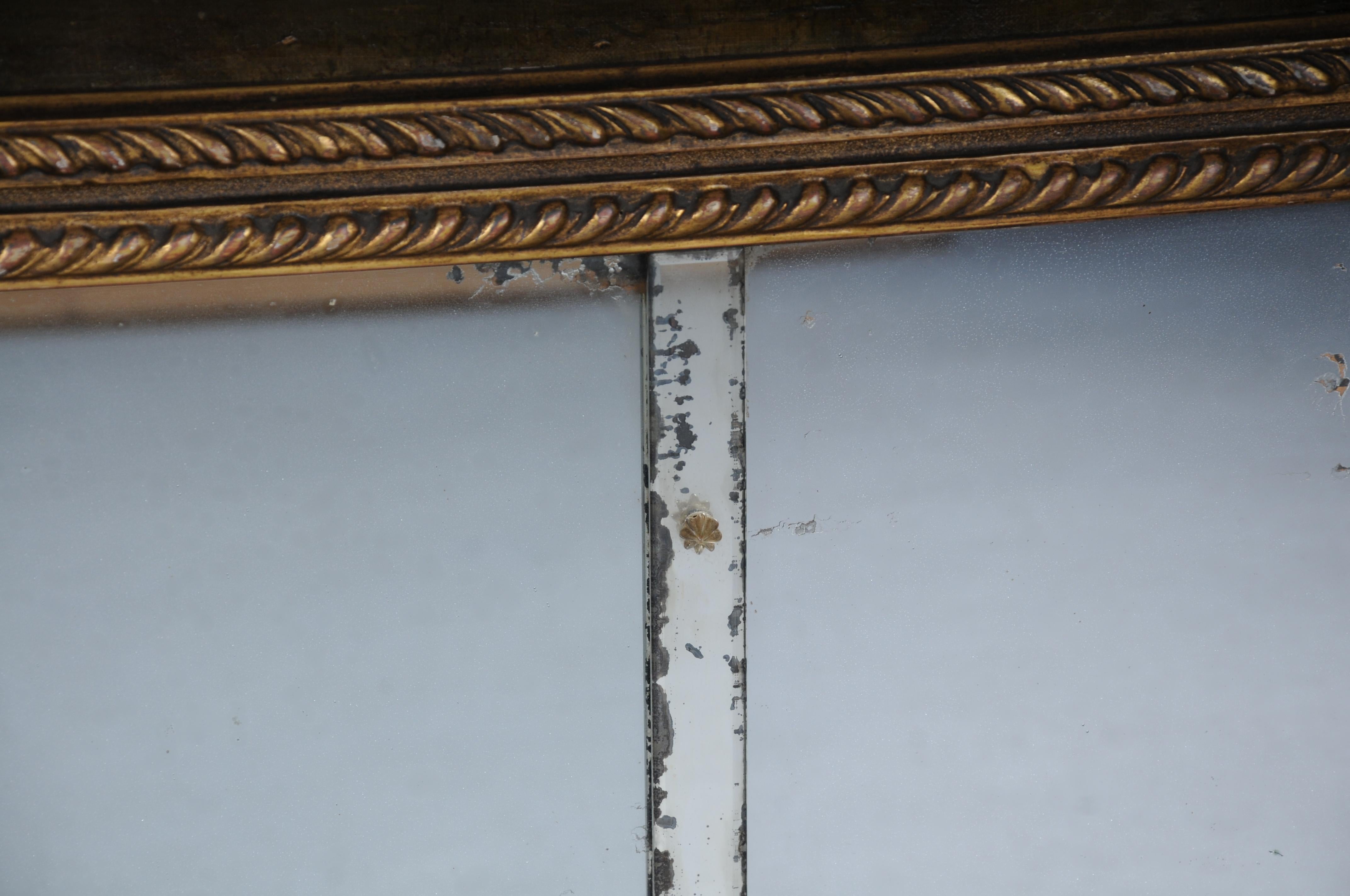 Early 19th Century Classic antique French trumeau mirror with harbor landscape with sailing ships For Sale