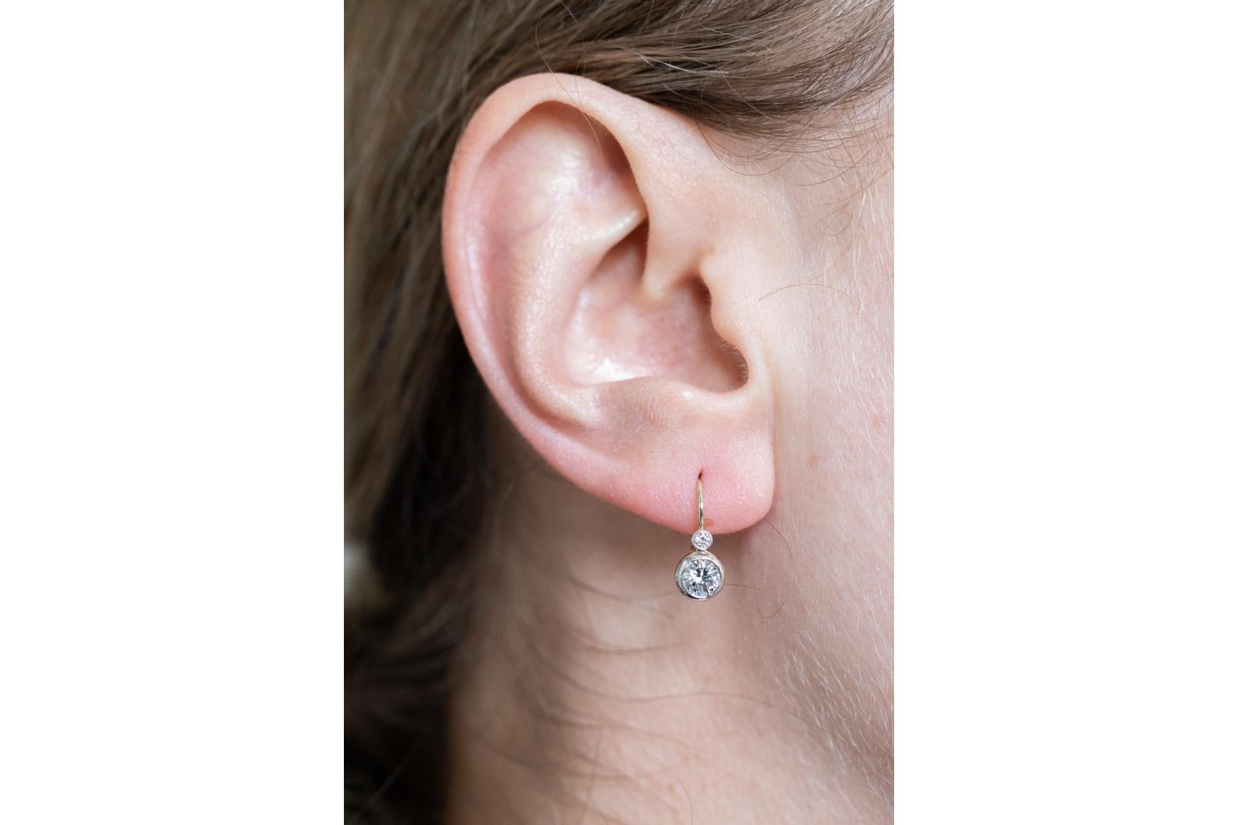 Klassische antike Ohrringe aus Gold und Silber mit 0,67ct Diamanten, Österreich Wien. (Art nouveau) im Angebot