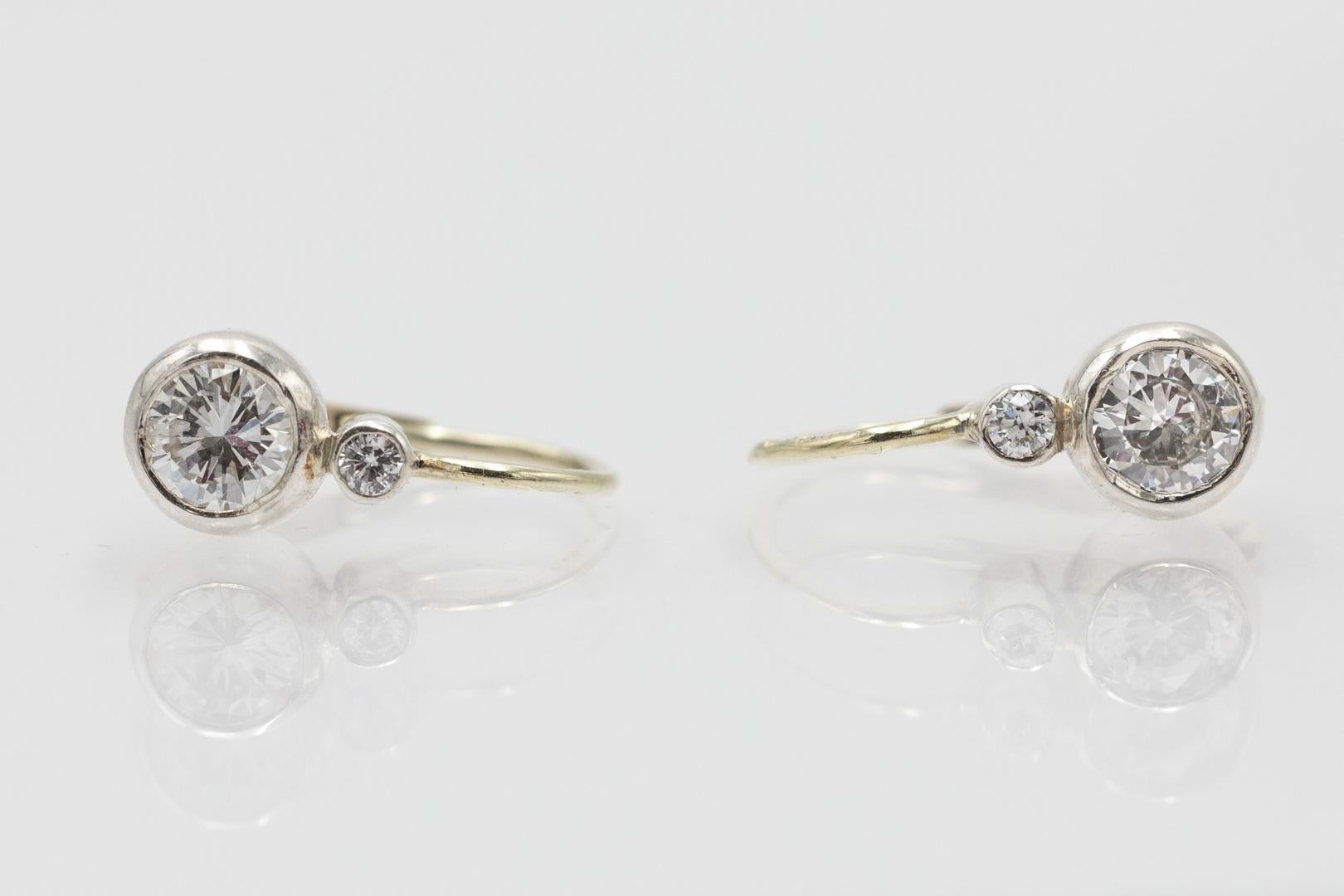 Klassische antike Ohrringe aus Gold und Silber mit 0,67ct Diamanten, Österreich Wien. im Angebot 1
