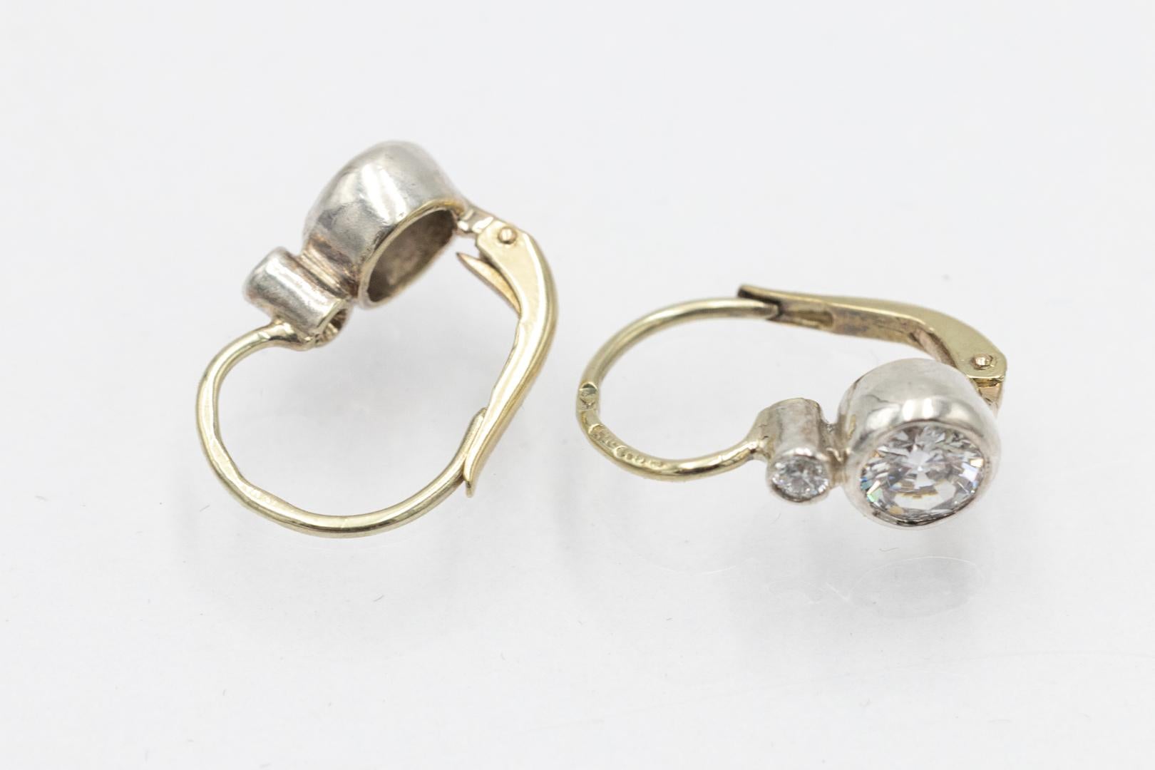 Klassische antike Ohrringe aus Gold und Silber mit 0,67ct Diamanten, Österreich Wien. im Angebot 2