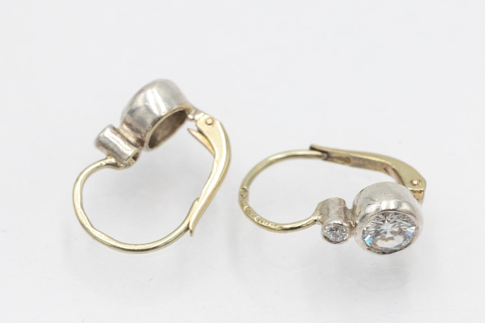 Klassische antike Ohrringe aus Gold und Silber mit 0,67ct Diamanten, Österreich Wien. im Angebot 3