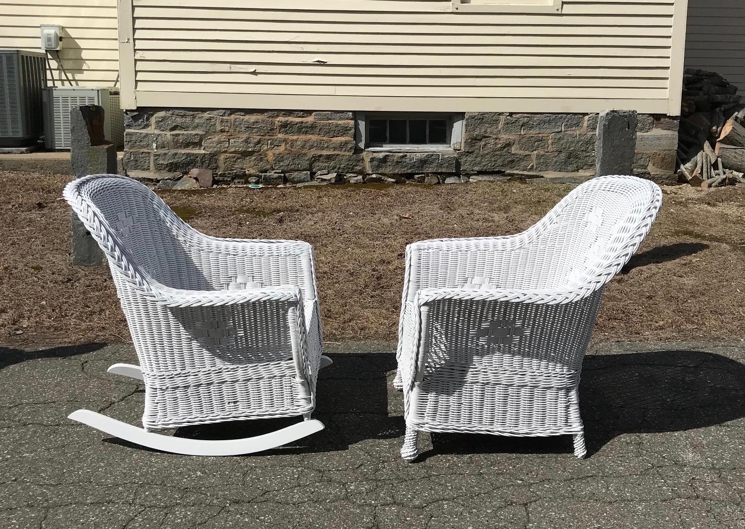 American Classic Antique Heywood Wakefield Wicker Set For Sale