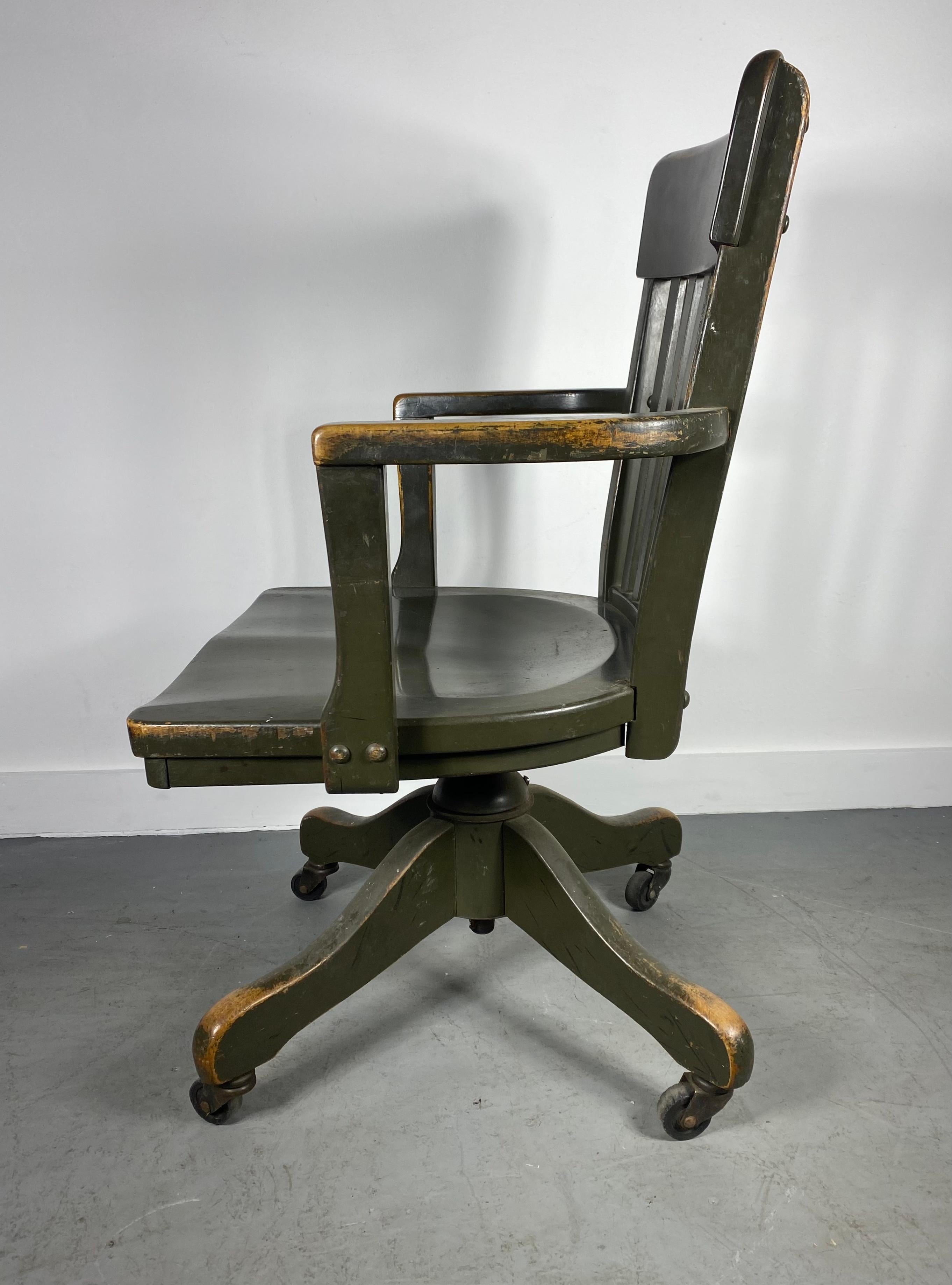 Cast Classic Antique Industrial Tilt Swivel Desk / Task Chair, Curtiss-Wright Corp For Sale