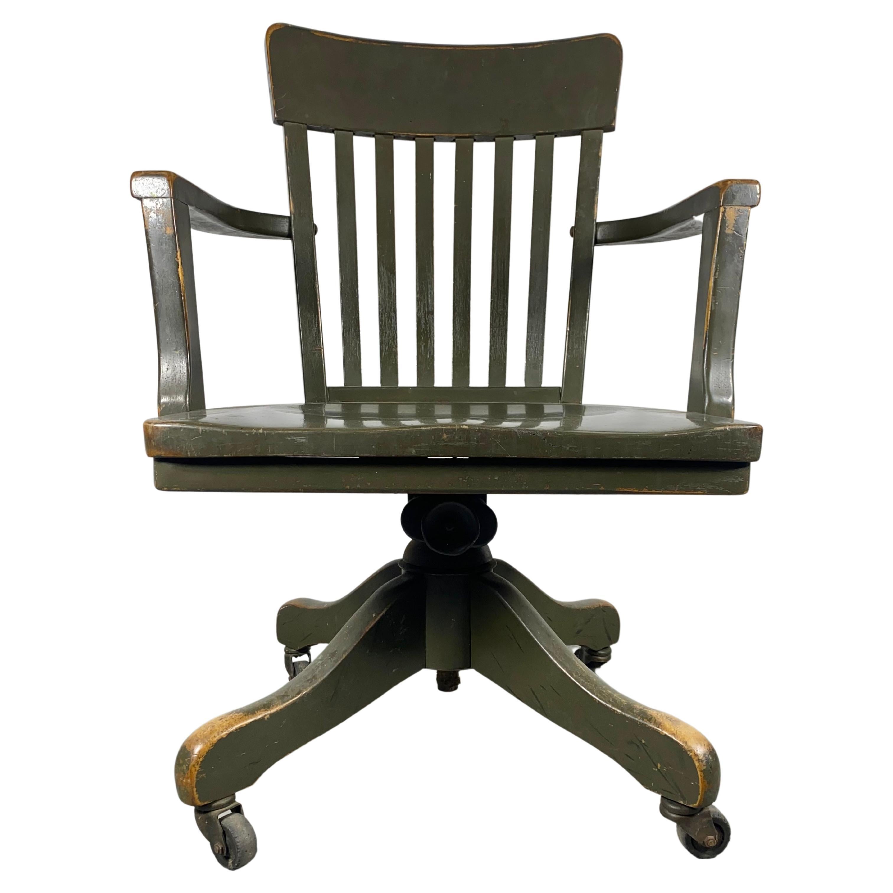 Classic Antique Industrial Tilt Swivel Desk / Task Chair, Curtiss-Wright Corp For Sale