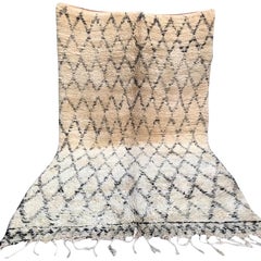 Classic Antique Neutral Moroccan Beni Ourain Rug with Tribal Design