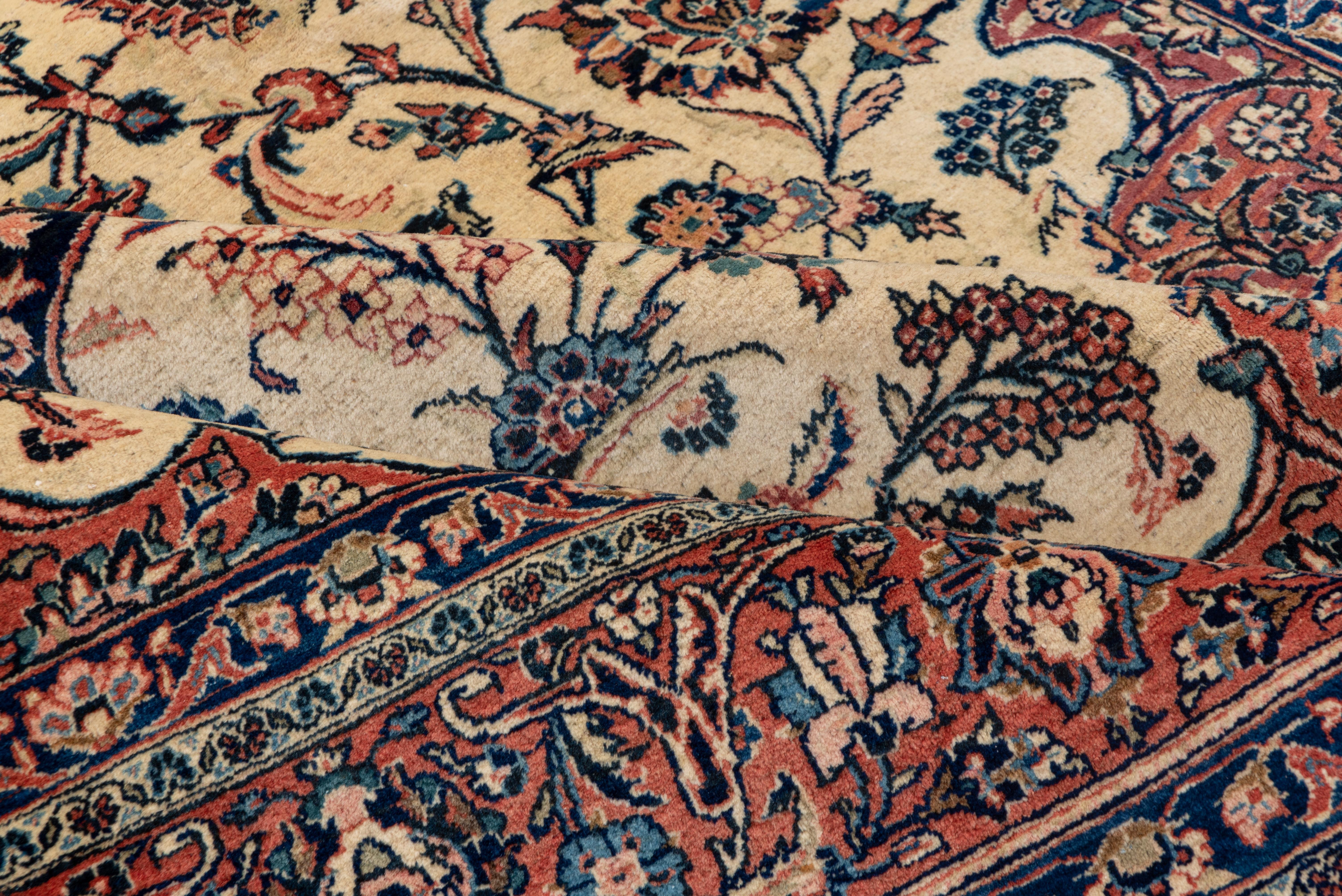 Hand-Knotted Classic Antique Persian Kashan Rug, Floral Field with a Center Medallion
