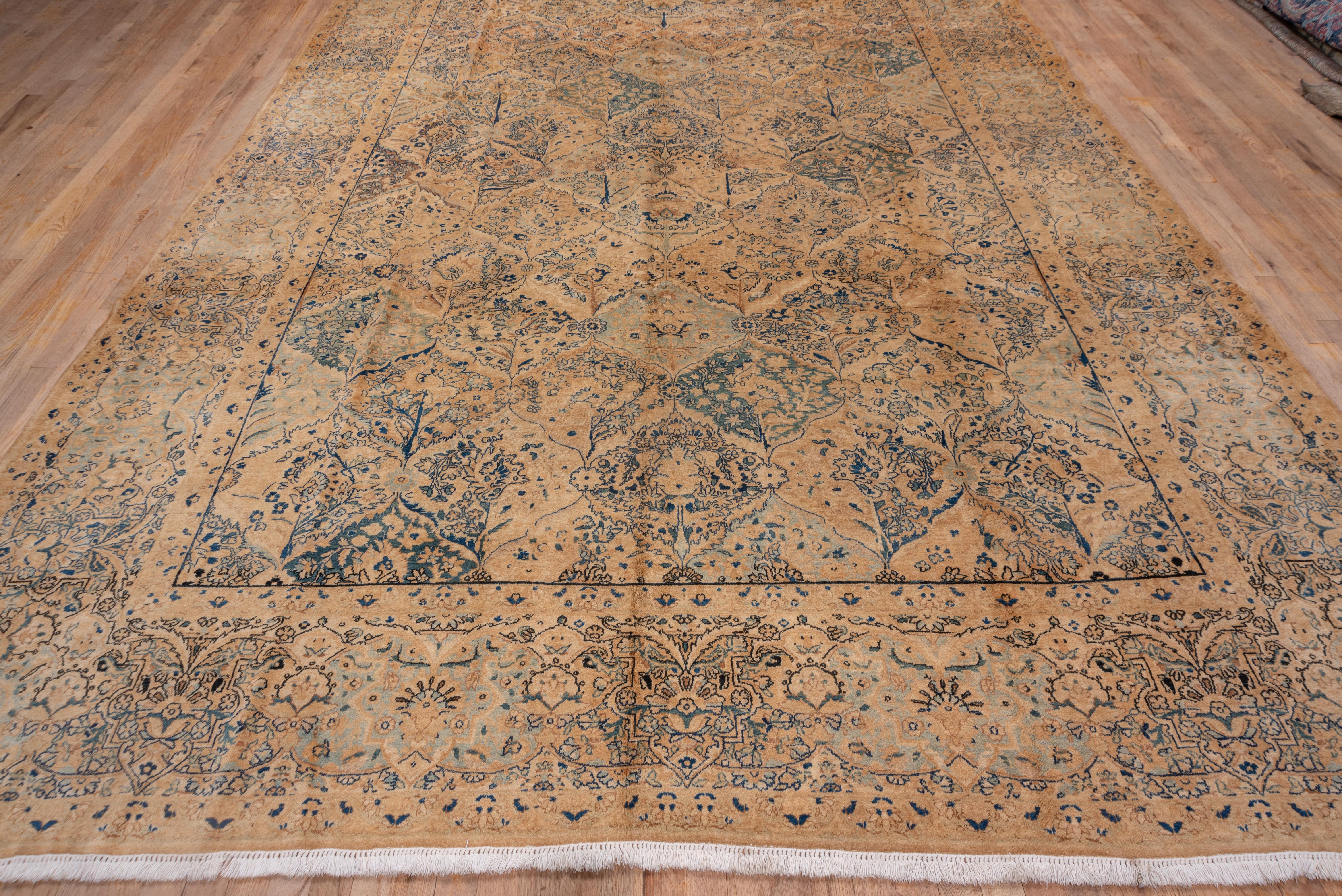 Kirman Classic Antique Persian Kerman Carpet, Beige & Blue Palette, circa 1930s For Sale