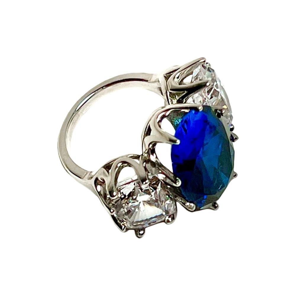 Belle Époque Classic Antique Style 10-carat Burma Sapphire Diamond Costume Jewelry Ring For Sale