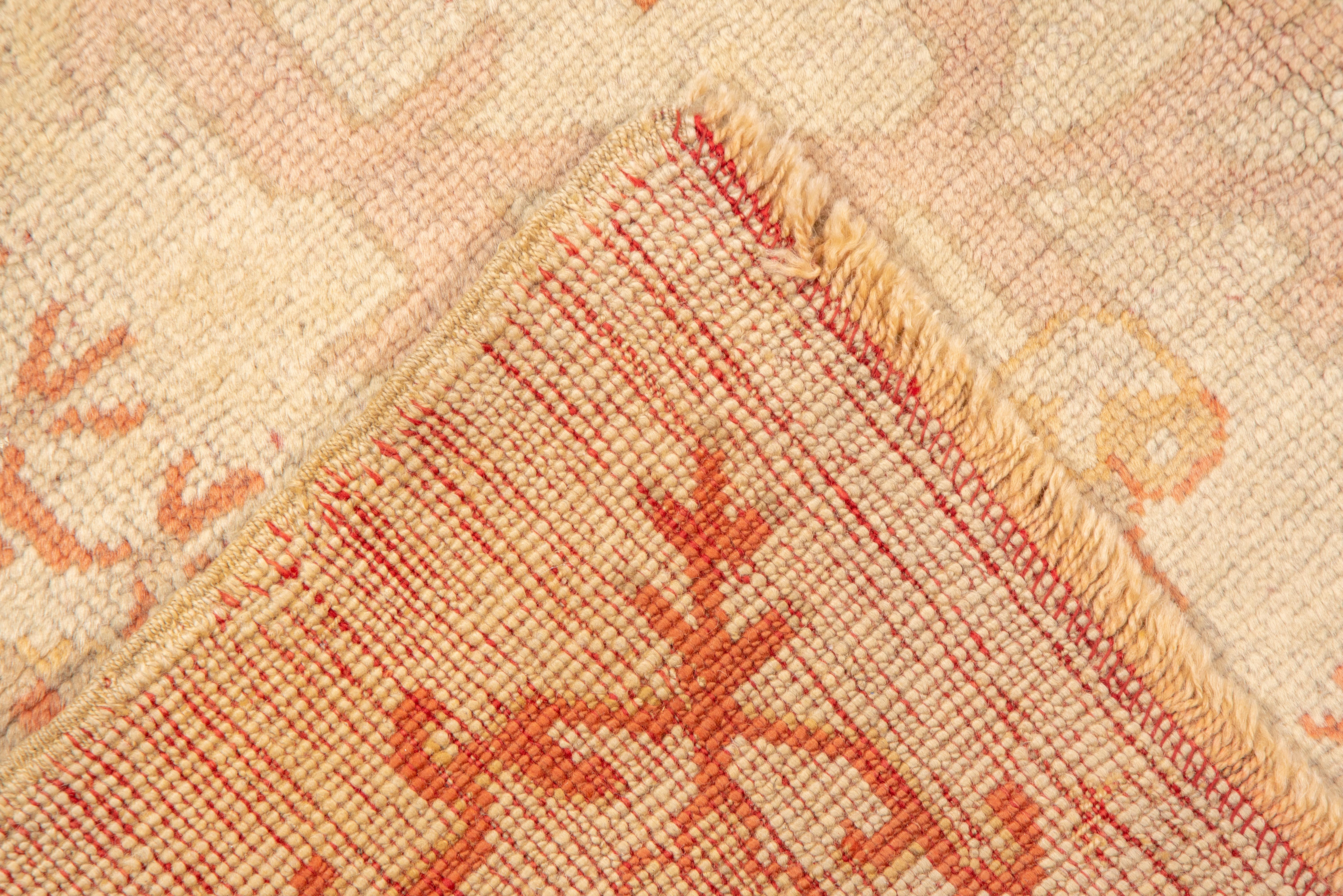 Classic Antique Turkish Oushak Carpet, Yellow Field, Colorufl Accents For Sale 1