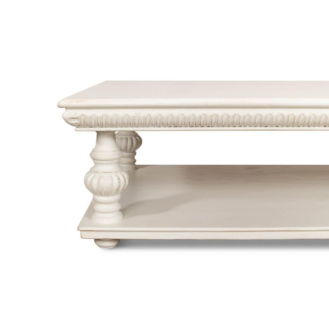 Classic Antique White Coffee table For Sale 4