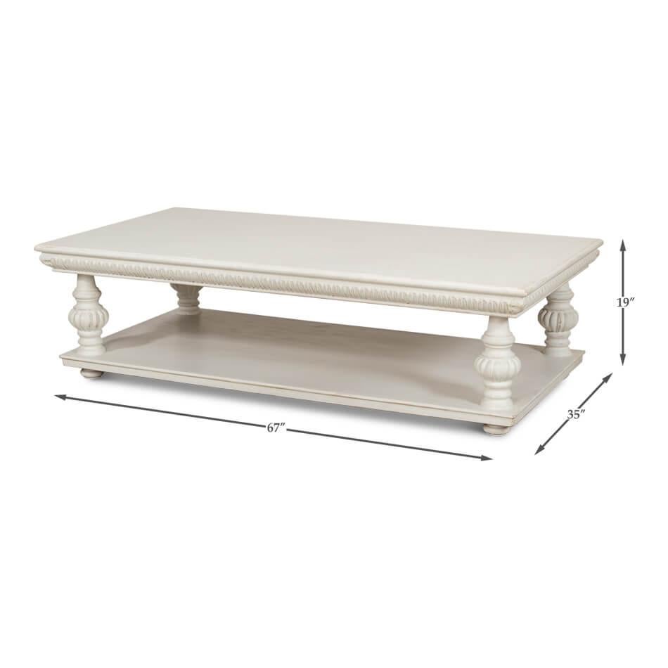 Classic Antique White Coffee table For Sale 5