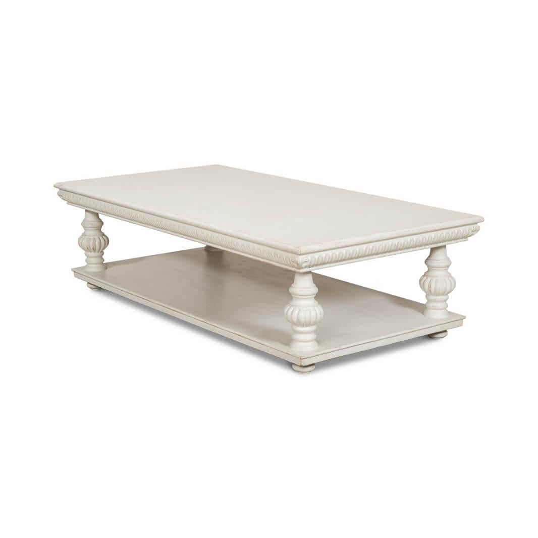 Baroque Classic Antique White Coffee table For Sale