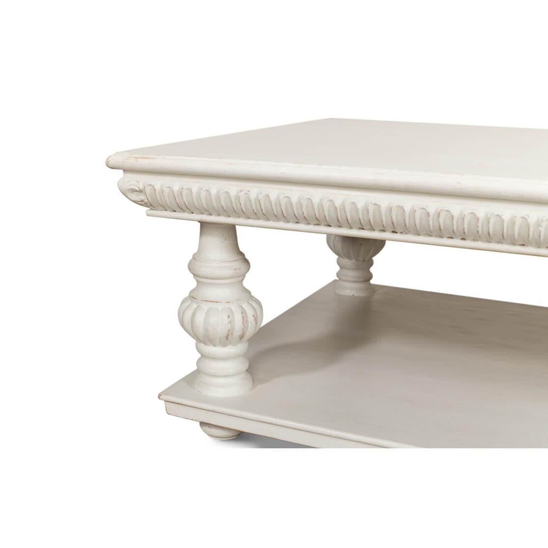 Contemporary Classic Antique White Coffee table For Sale