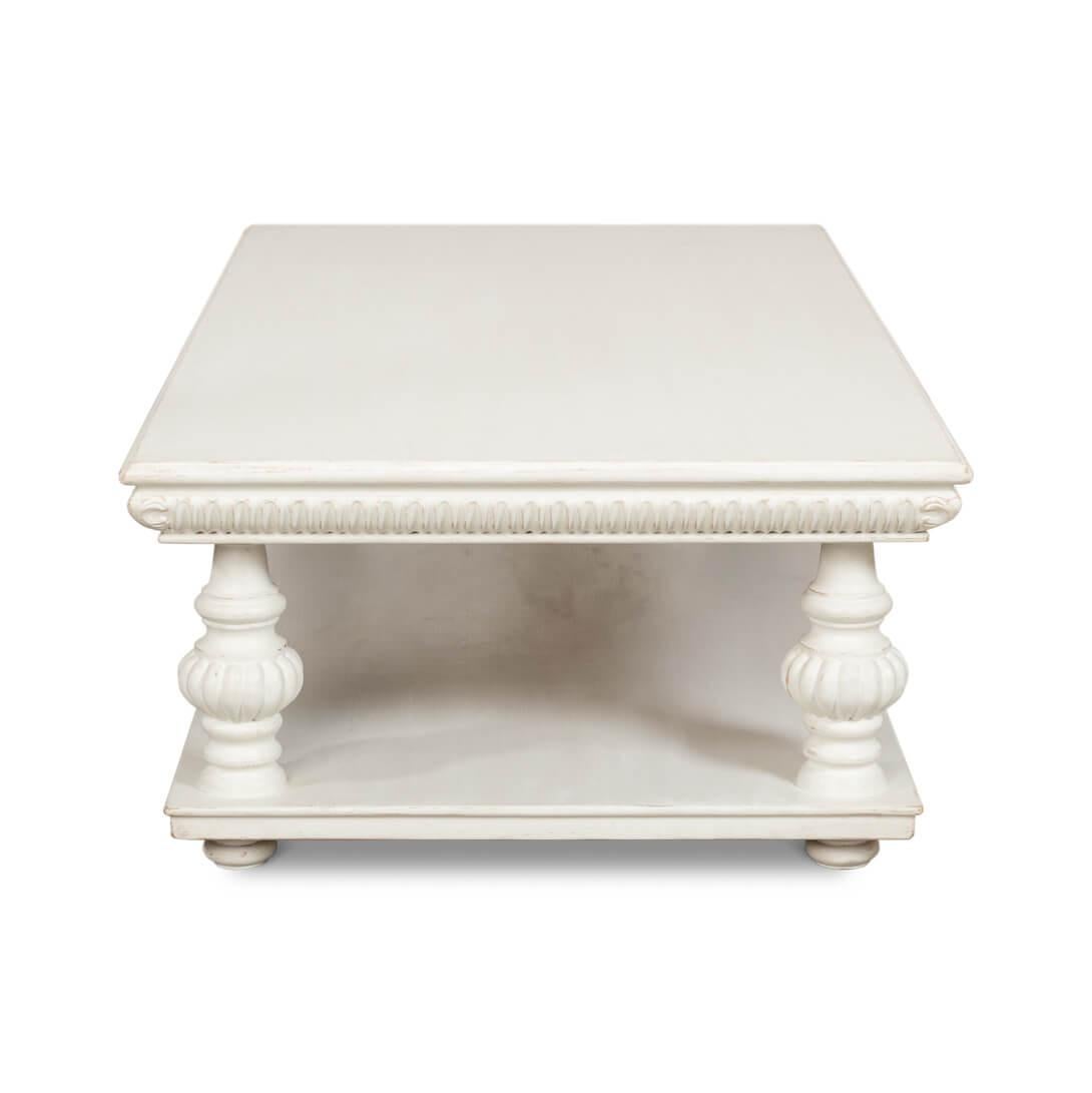 Wood Classic Antique White Coffee table For Sale