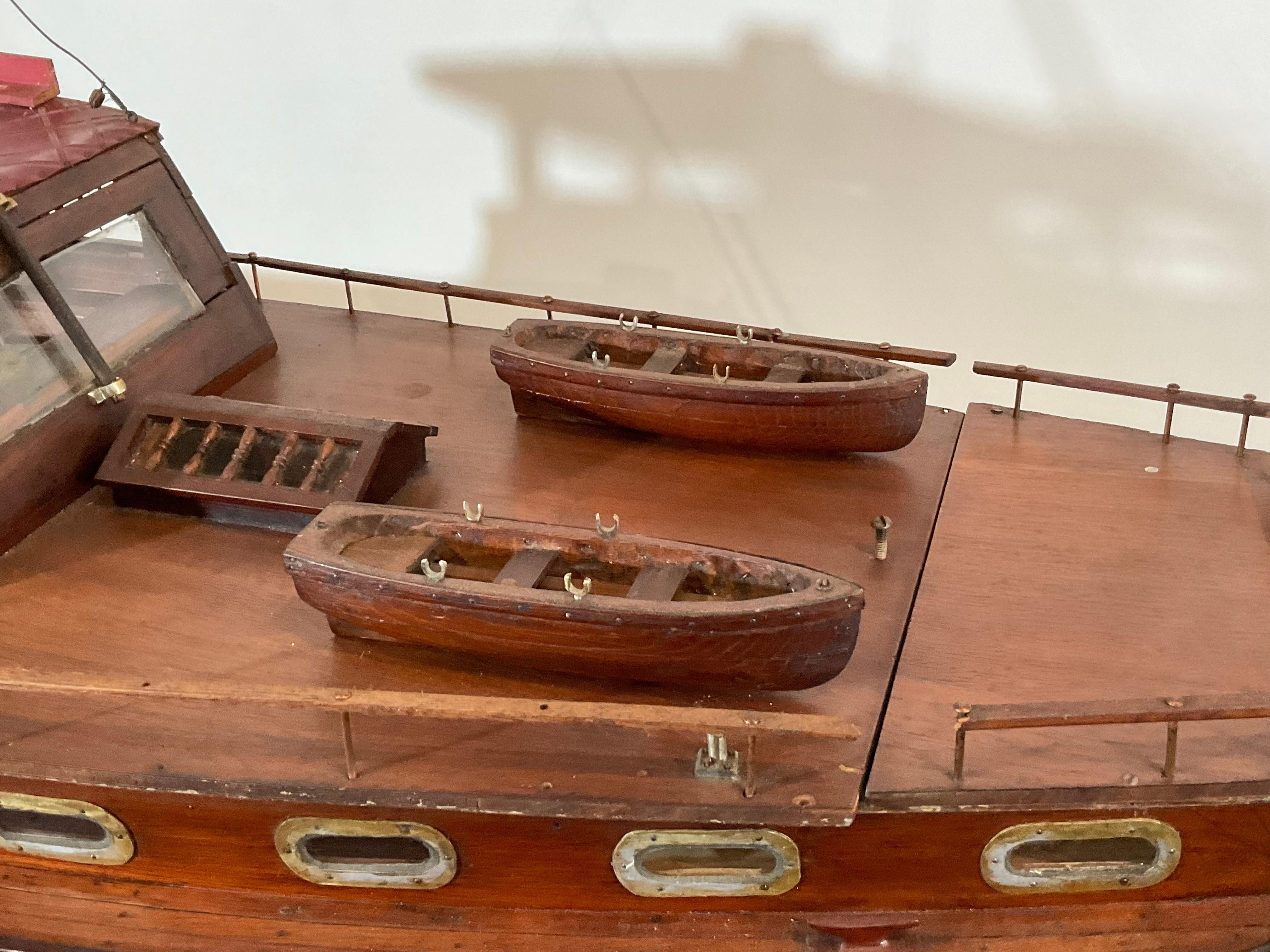 Wood Classic Antique Yacht Model For Sale