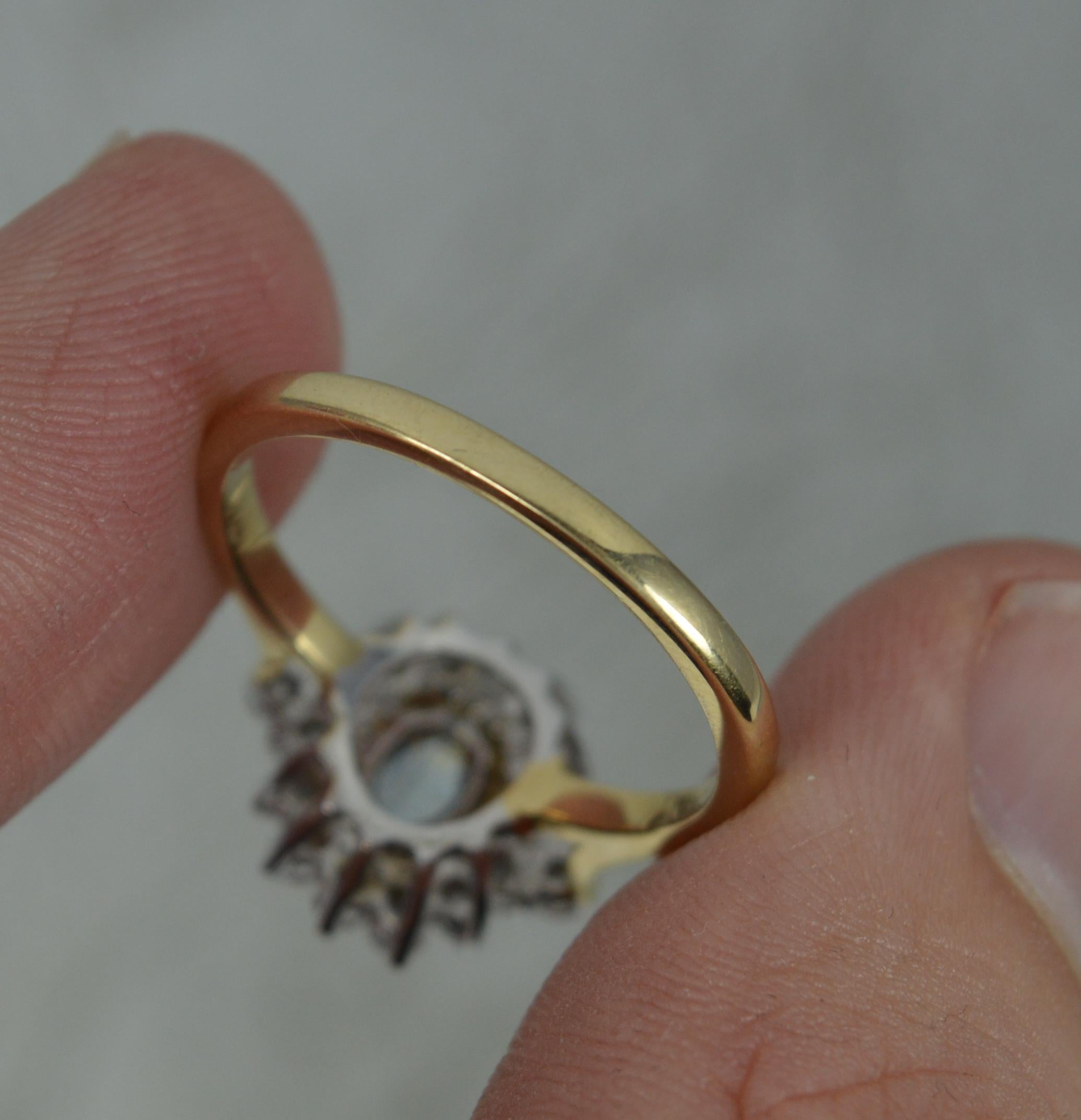 Classic Aquamarine & 0.48ct Diamond 9ct Gold Cluster Ring 1