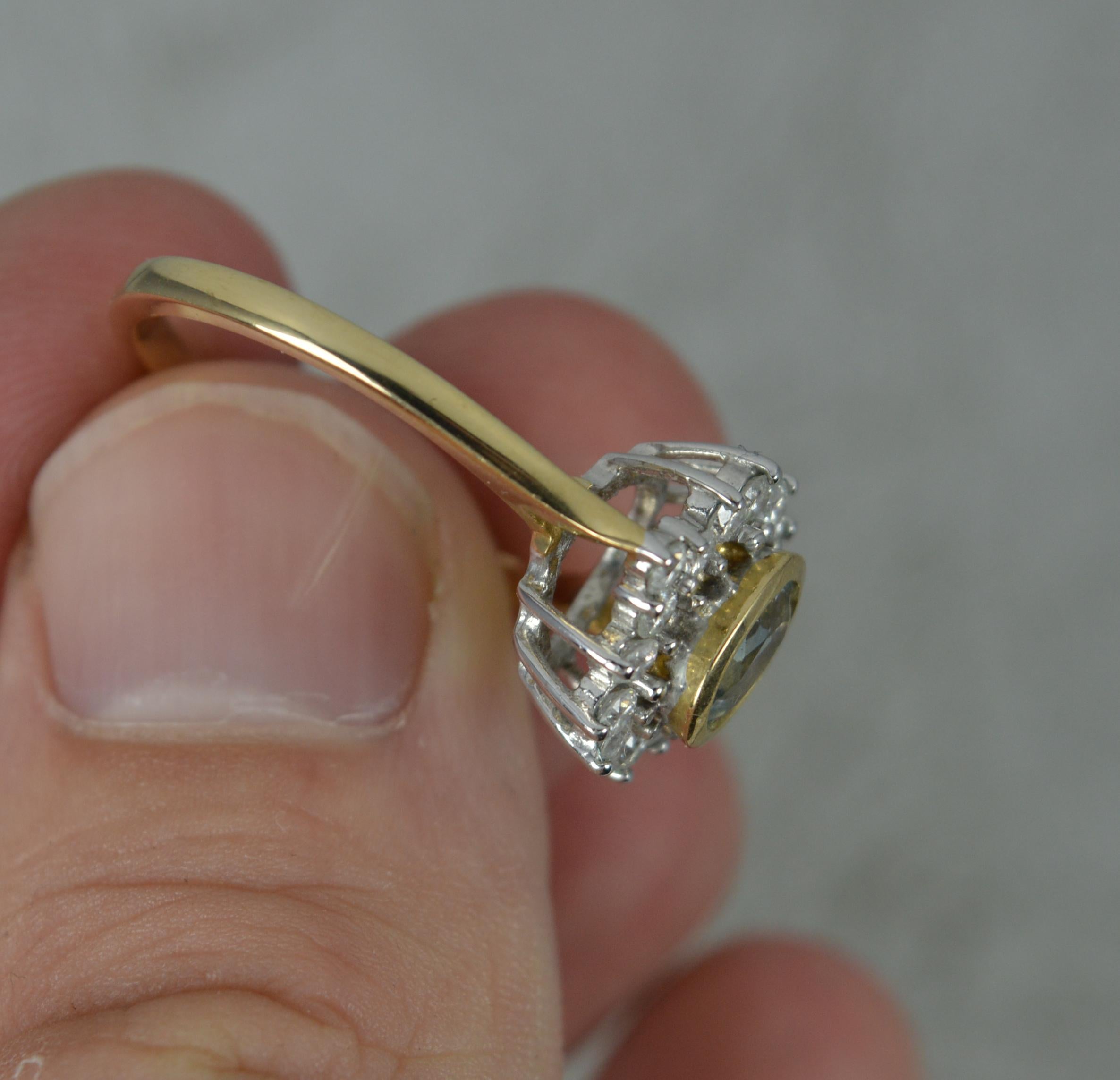 Classic Aquamarine & 0.48ct Diamond 9ct Gold Cluster Ring 2
