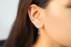 Classic Aquamarine Pear Cut Diamond Accents 14K White Gold Earring