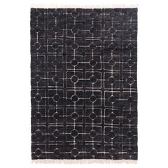 Classic Architectural Customizable Breezeblock Weave Rug in Midnight Large