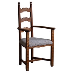 Classic Armchair in Oak & Lambswool Seat, Danish Mid Century Modern, 1950s