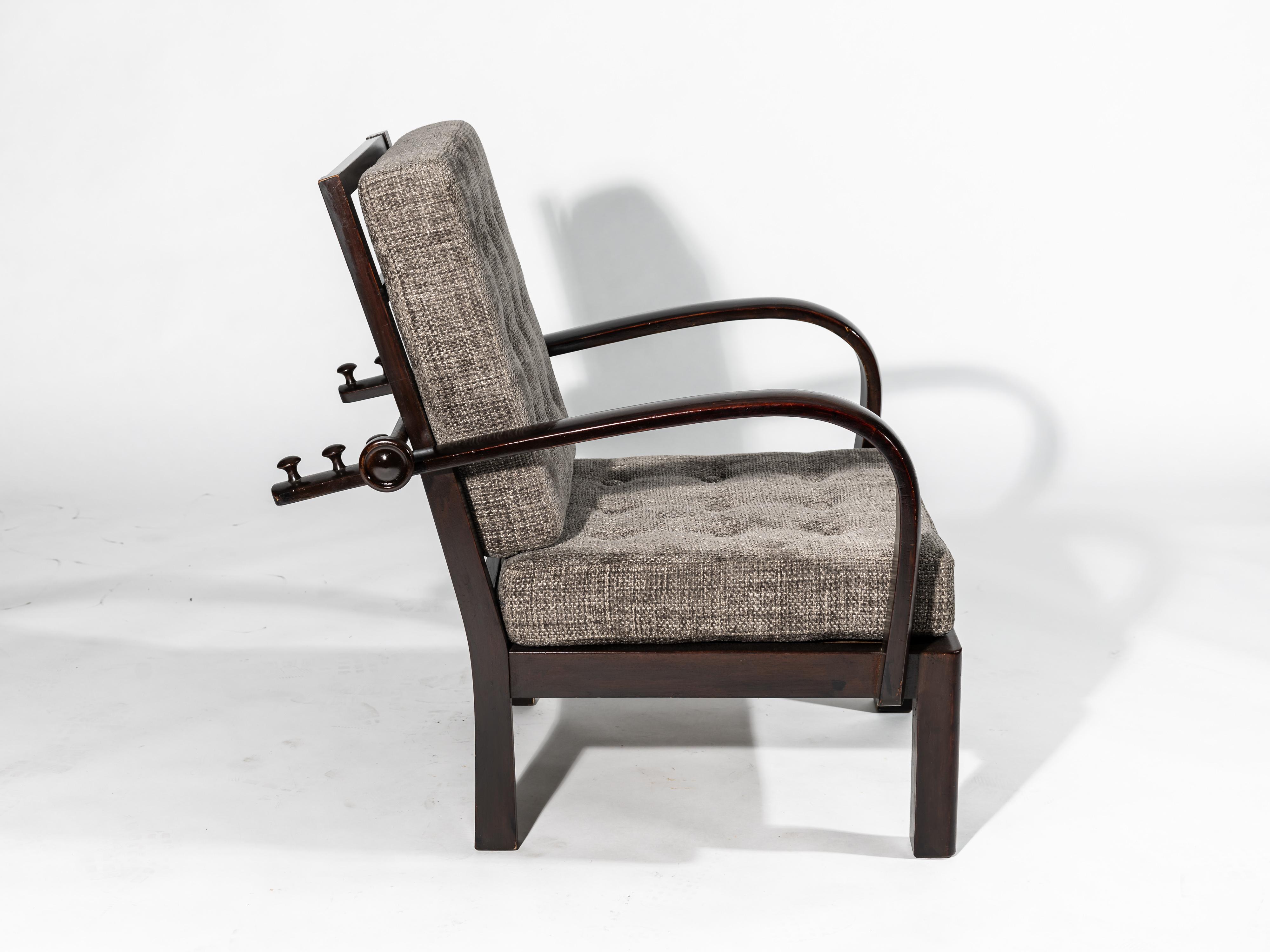 Sillón clásico, llamado canadiense, Art Decó años 20, checo en venta 4