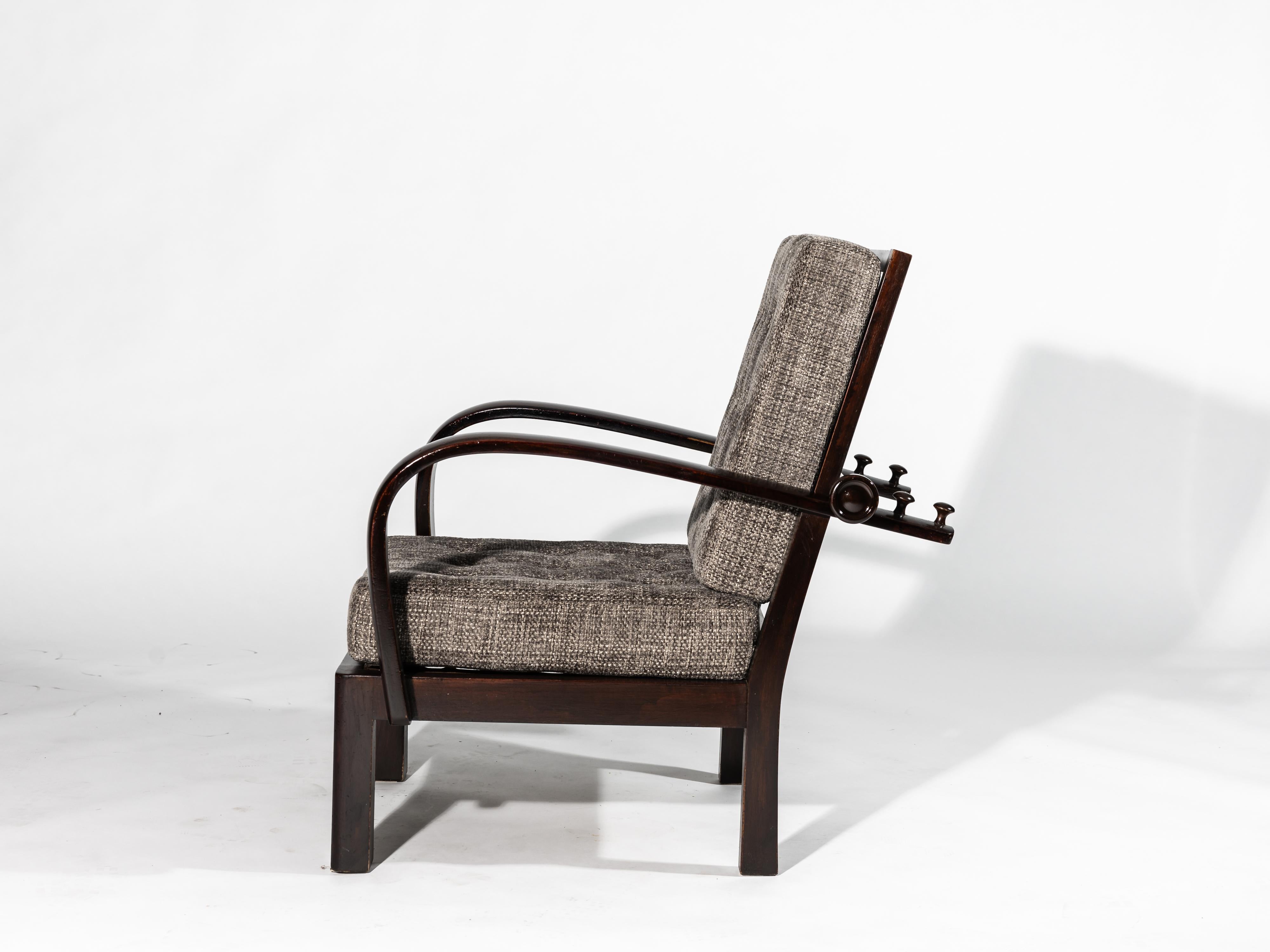 Sillón clásico, llamado canadiense, Art Decó años 20, checo en venta 5