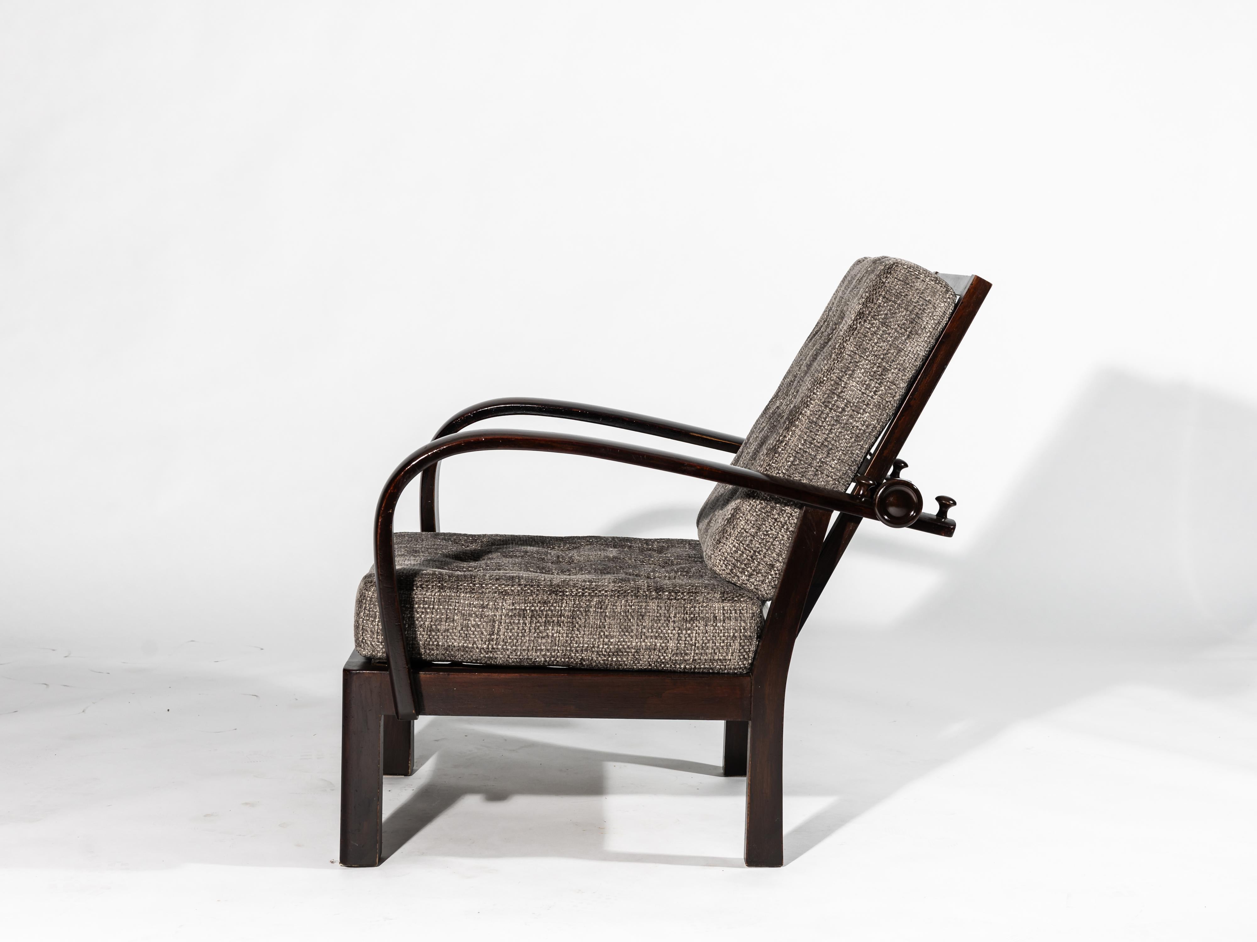 Sillón clásico, llamado canadiense, Art Decó años 20, checo en venta 6