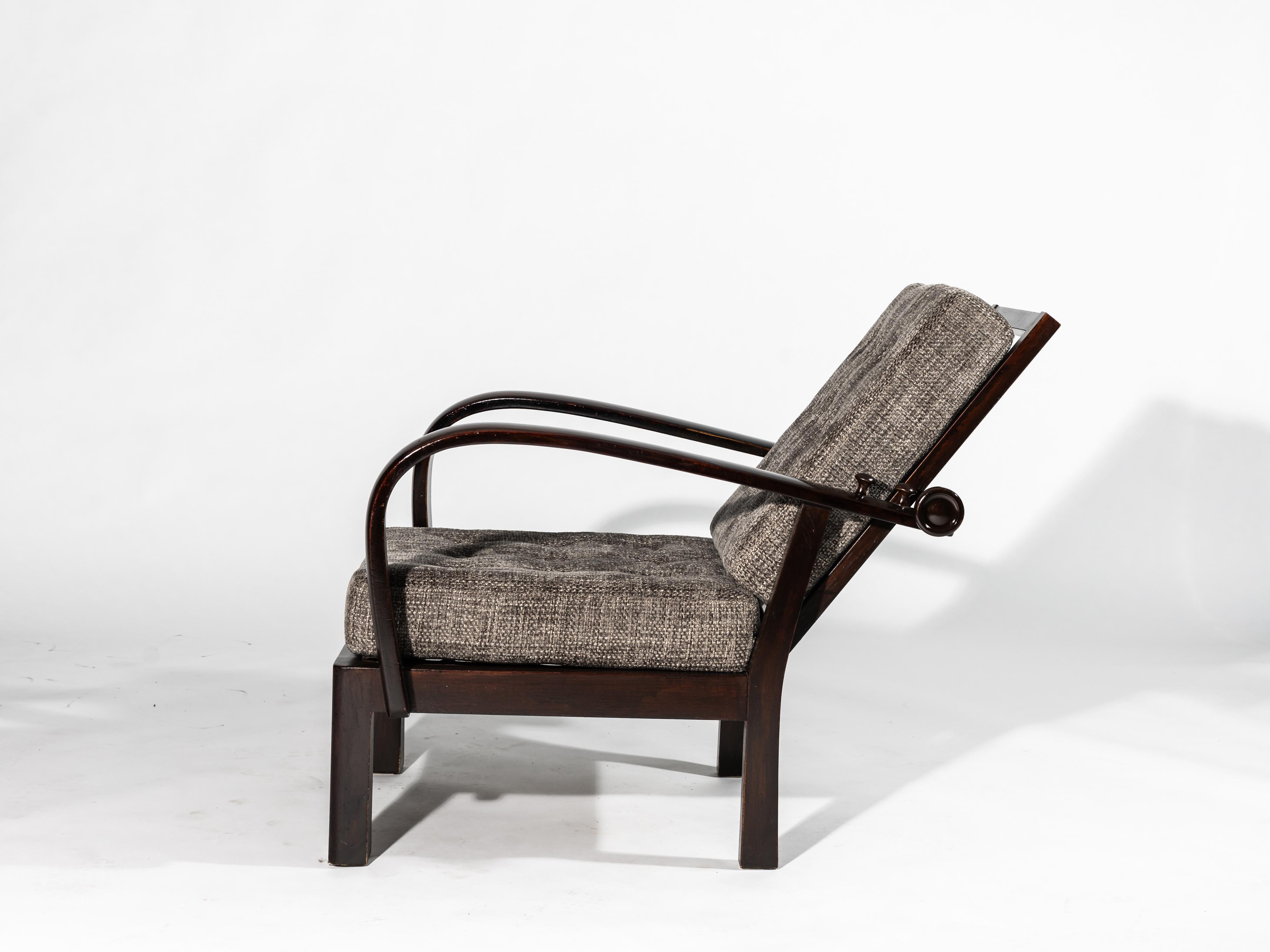 Sillón clásico, llamado canadiense, Art Decó años 20, checo en venta 7