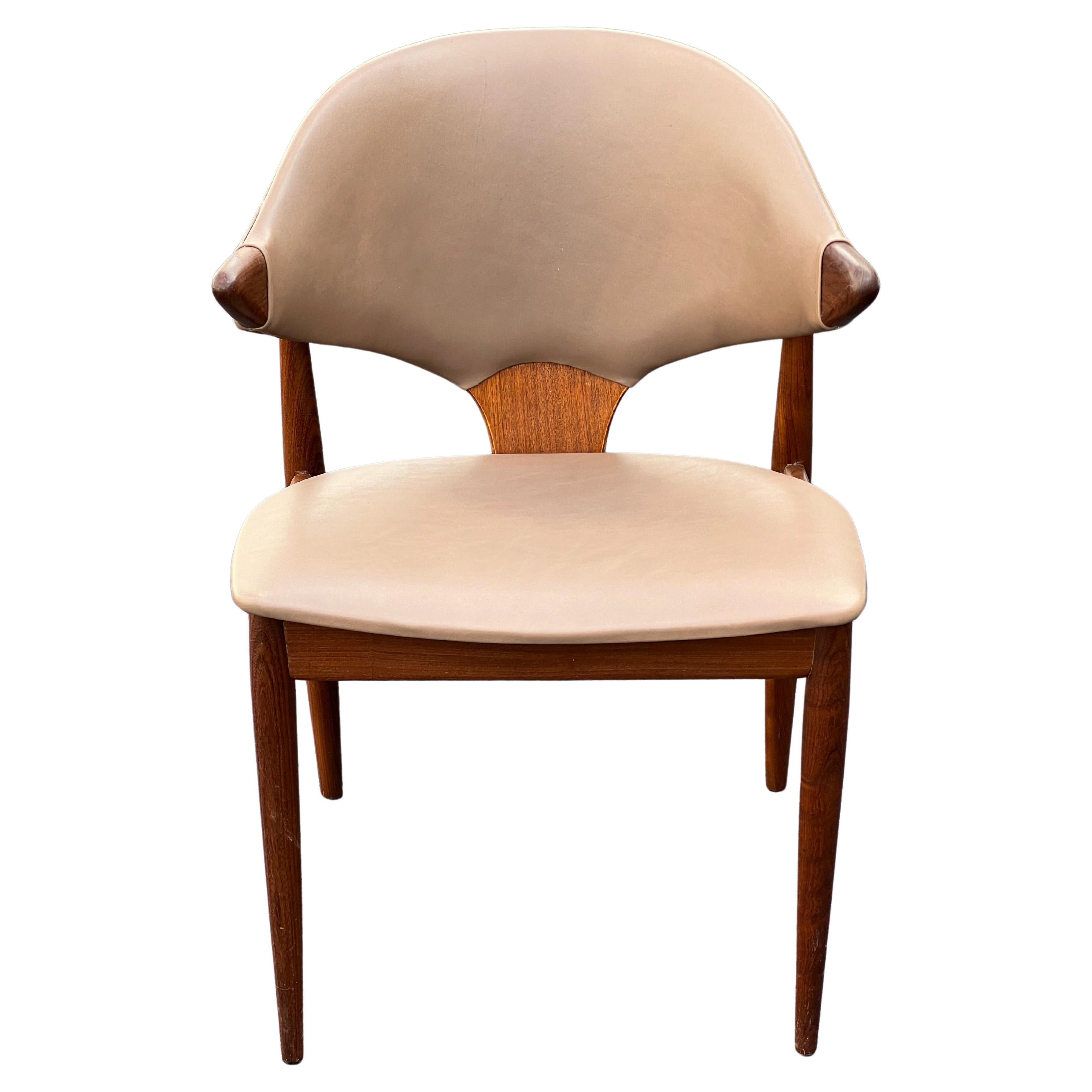 Classic Arne Vodder Leather And Teak Chair For Mahjongg Holland 1964