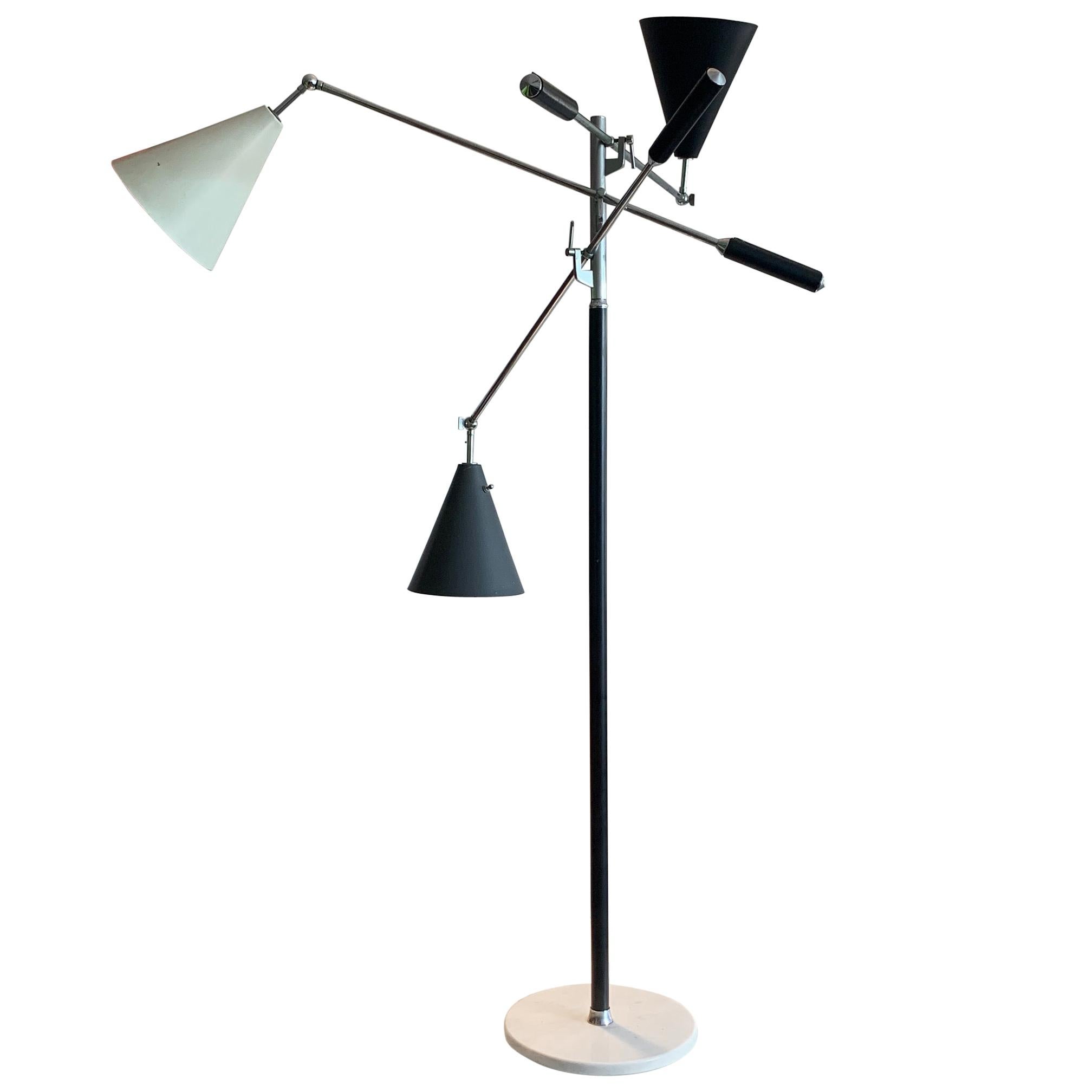 Classic Arredoluce Triennale Floor Lamp with White Marble Base