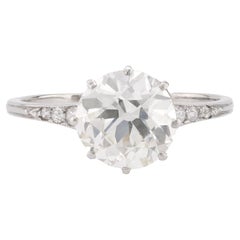 Classic Art Deco GIA 2.10 carat old European diamond platinum engagement ring