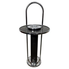 Classic Art Deco / Machine Age Black and Chrome SMOKADOR table / Ash Stand