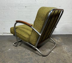 Sedia da salotto classica Art Deco / Machin Age in cromo tubolare di Kem Weber