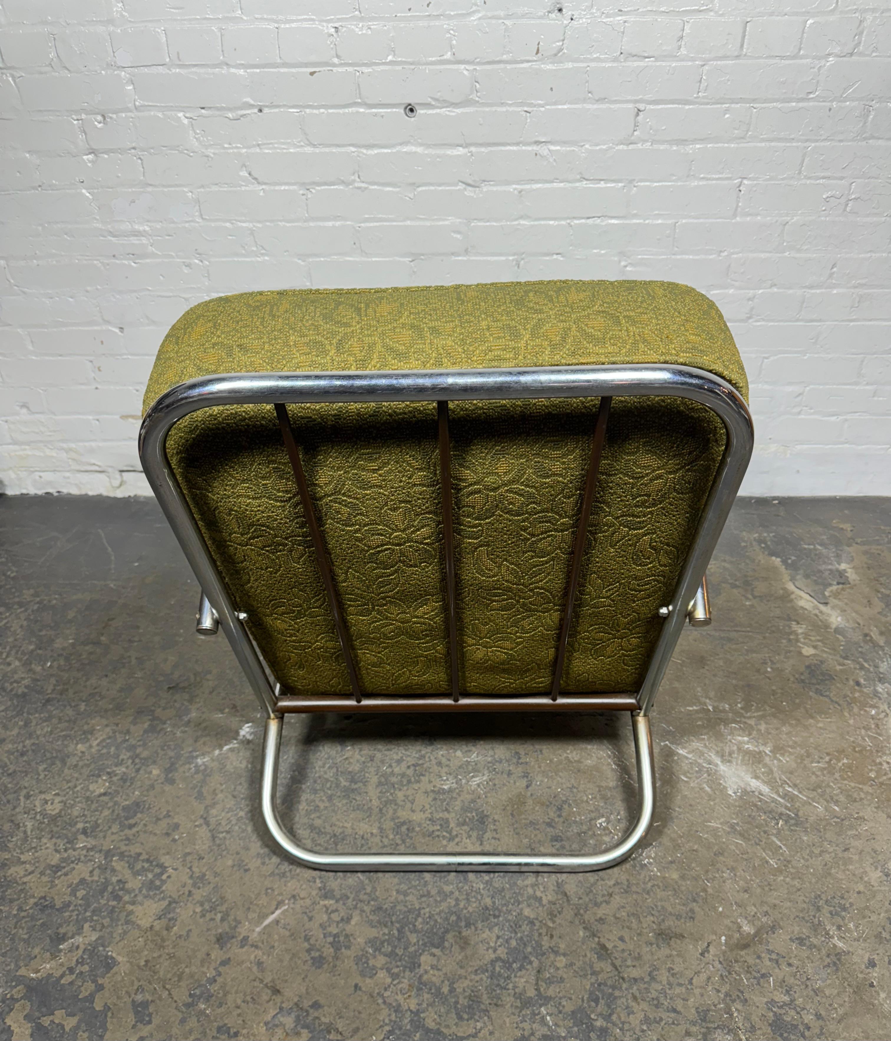 American Classic Art Deco / Machine Age Tubular Chrome Lounge Chair by  Kem Weber