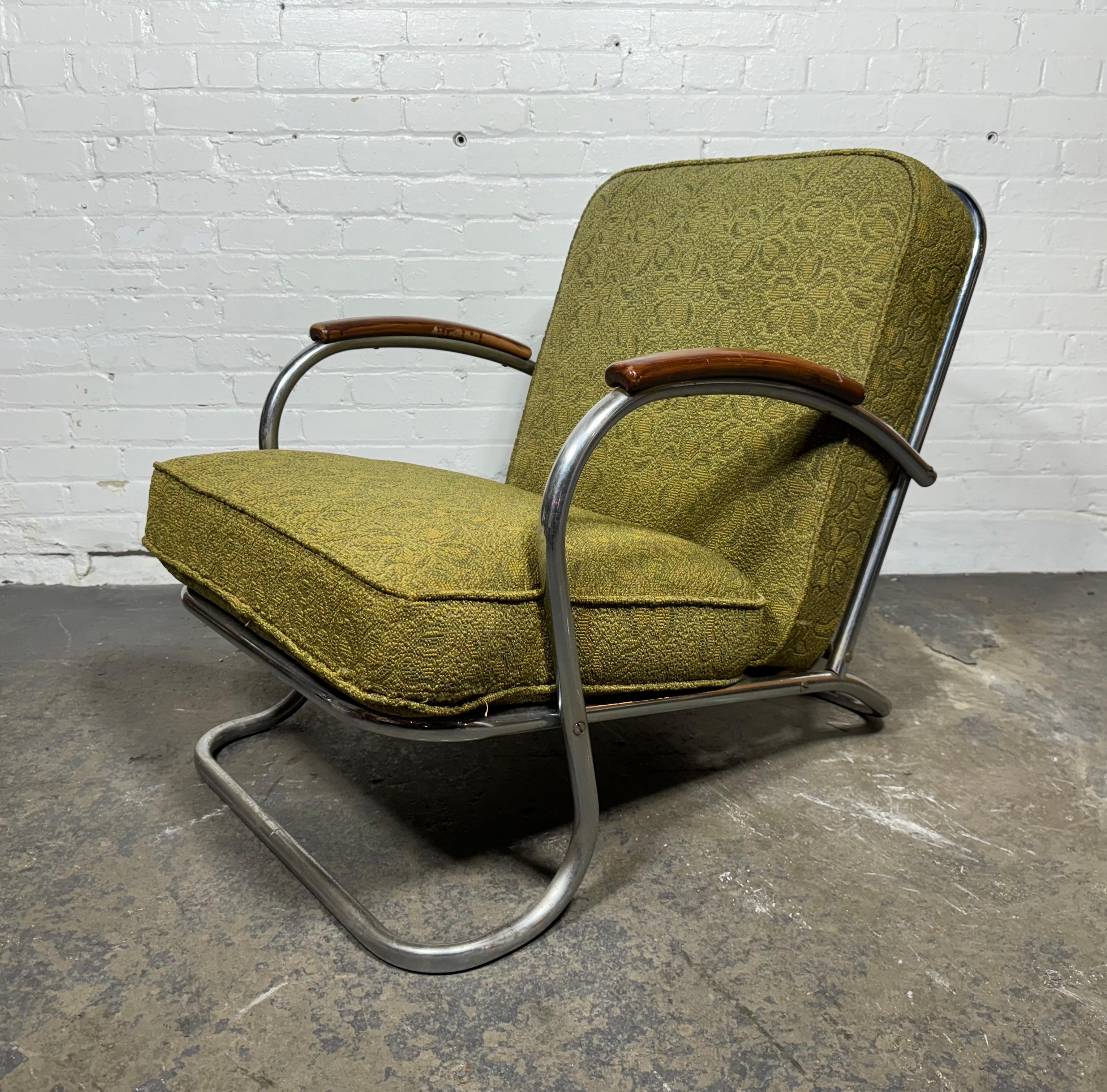Classic Art Deco / Machine Age Tubular Chrome Lounge Chair by  Kem Weber 1