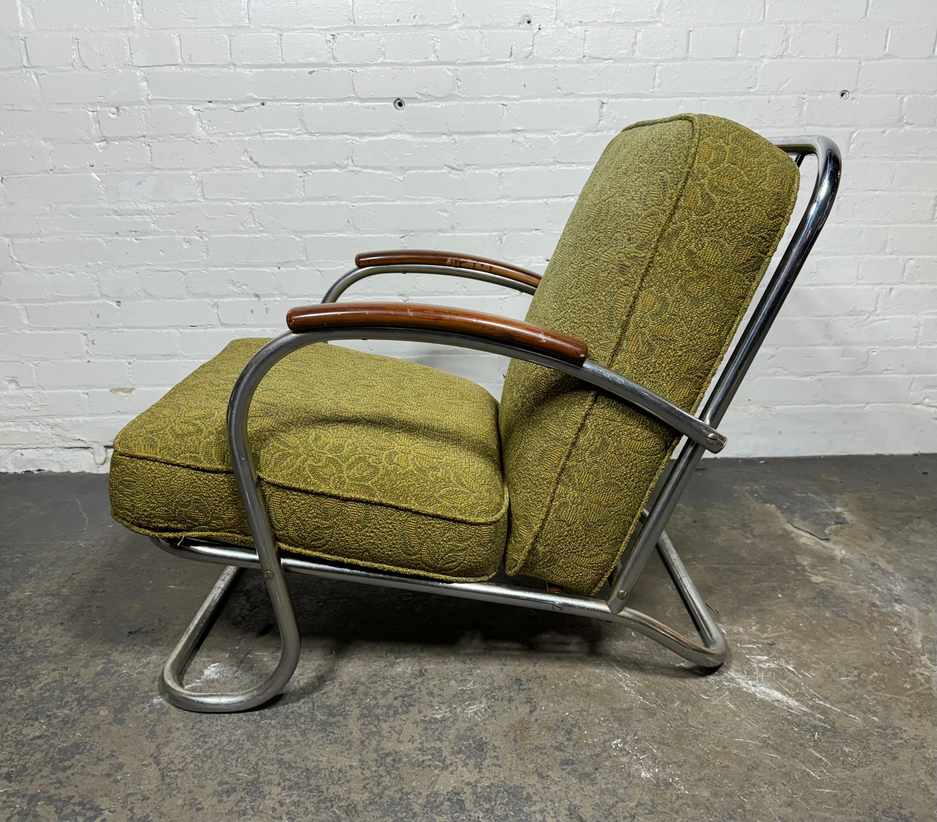 Classic Art Deco / Machine Age Tubular Chrome Lounge Chair by  Kem Weber 2