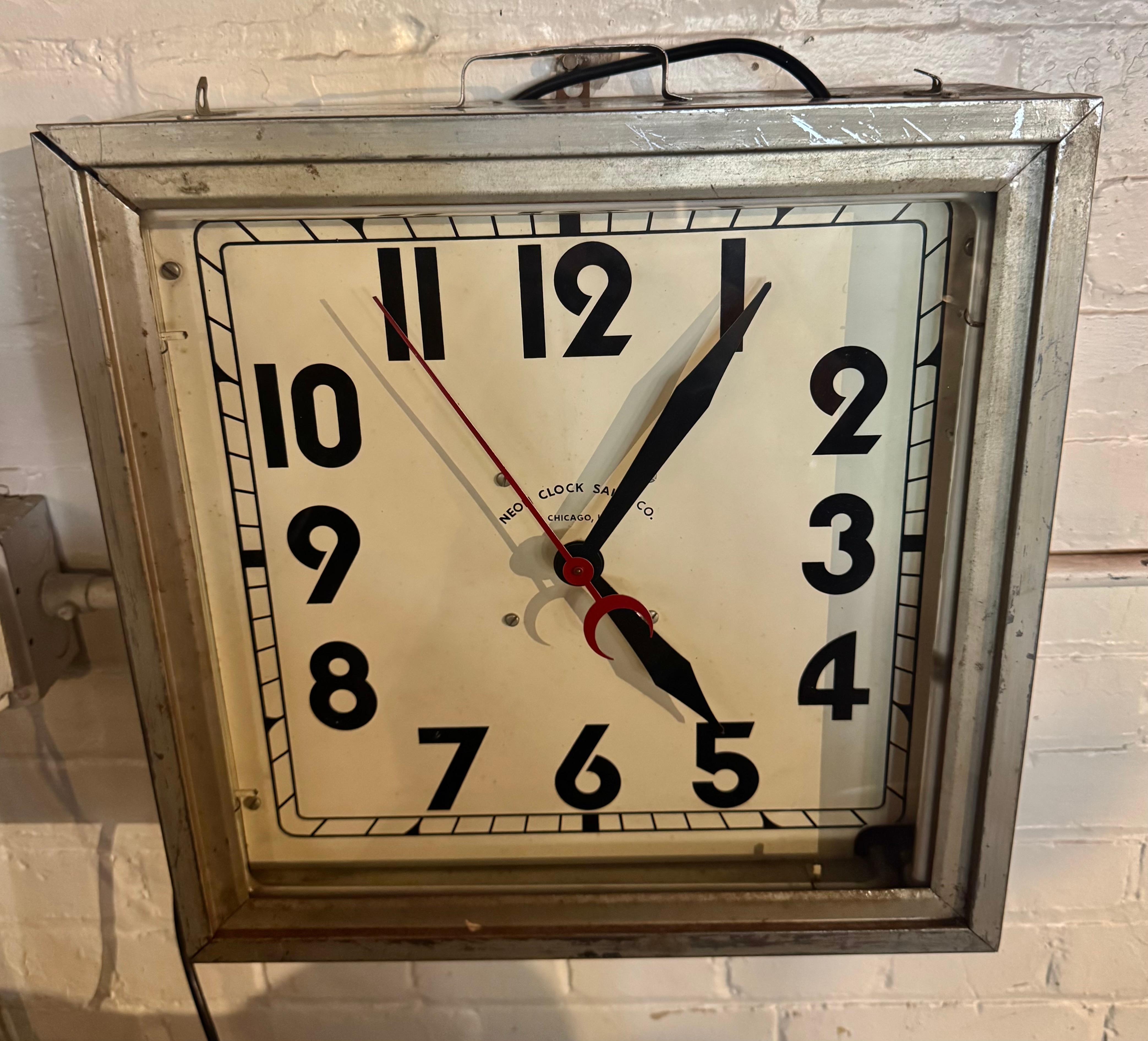 Classic Art Deco Neon Clock.. All original,, Tested ,, keeps perfect time. 