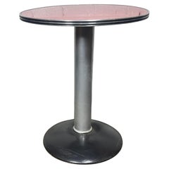 Classic Art Deco red & chrome banded  Bistro (diner) table.. Wolfgang Hoffmann