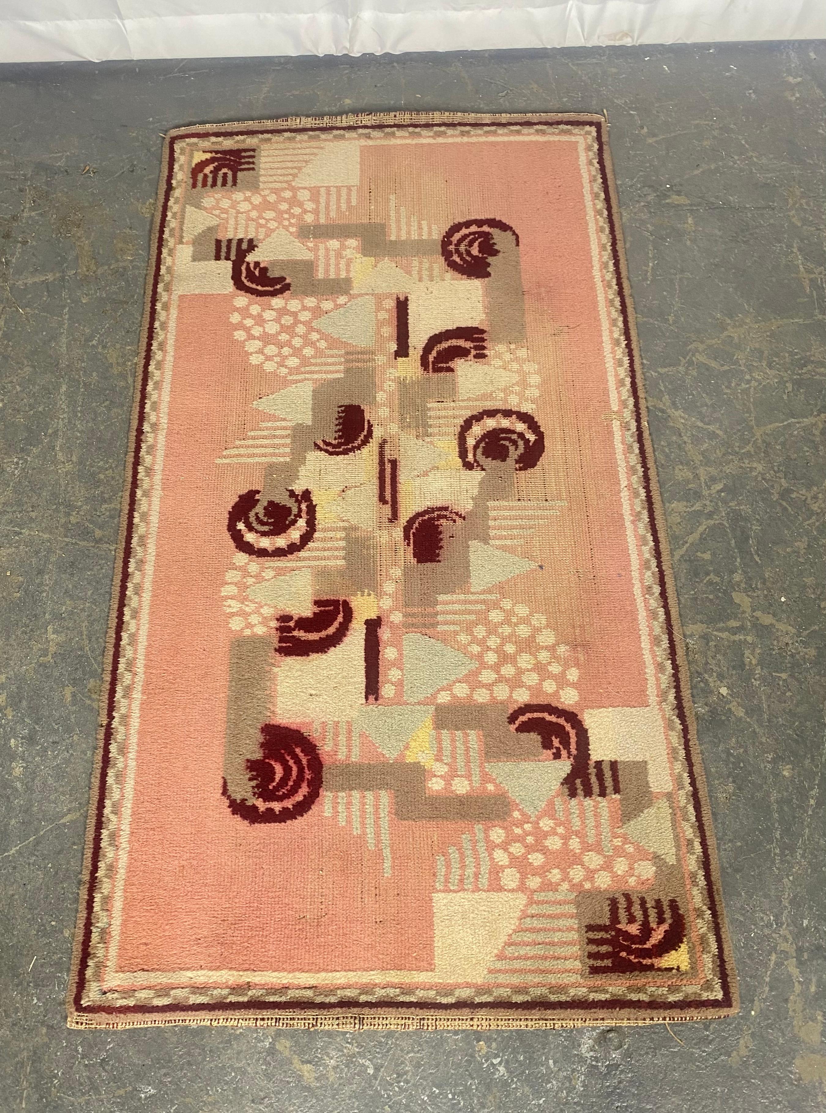 Classic Art Deco Stylized Throw Rug / wall hanging after Donald Deskey For Sale 1