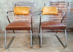 Chaises "Z" classiques Art Déco en tube chromé et toile cirée