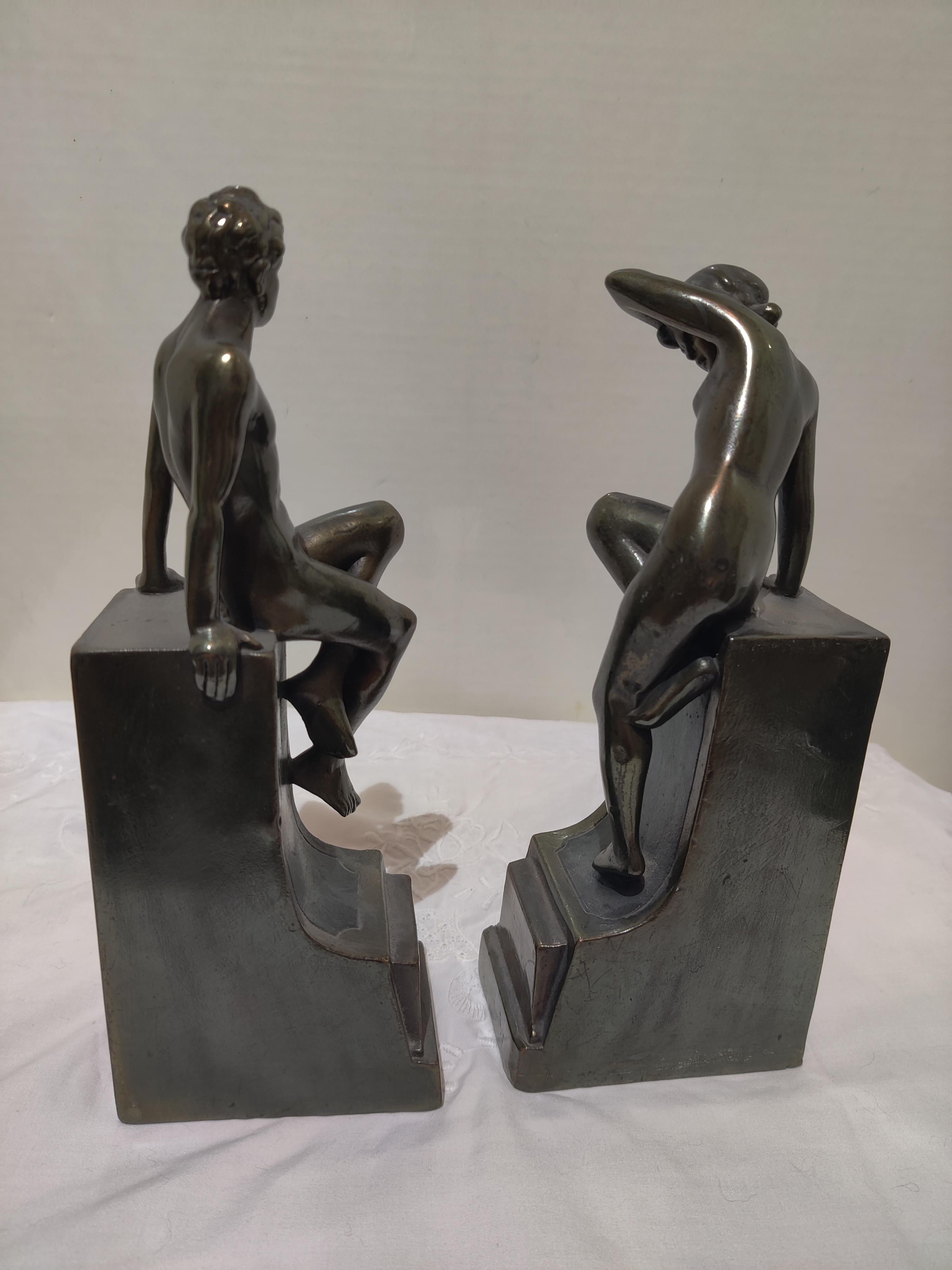 Serre-livres en bronze Classic Art Nude en vente 3
