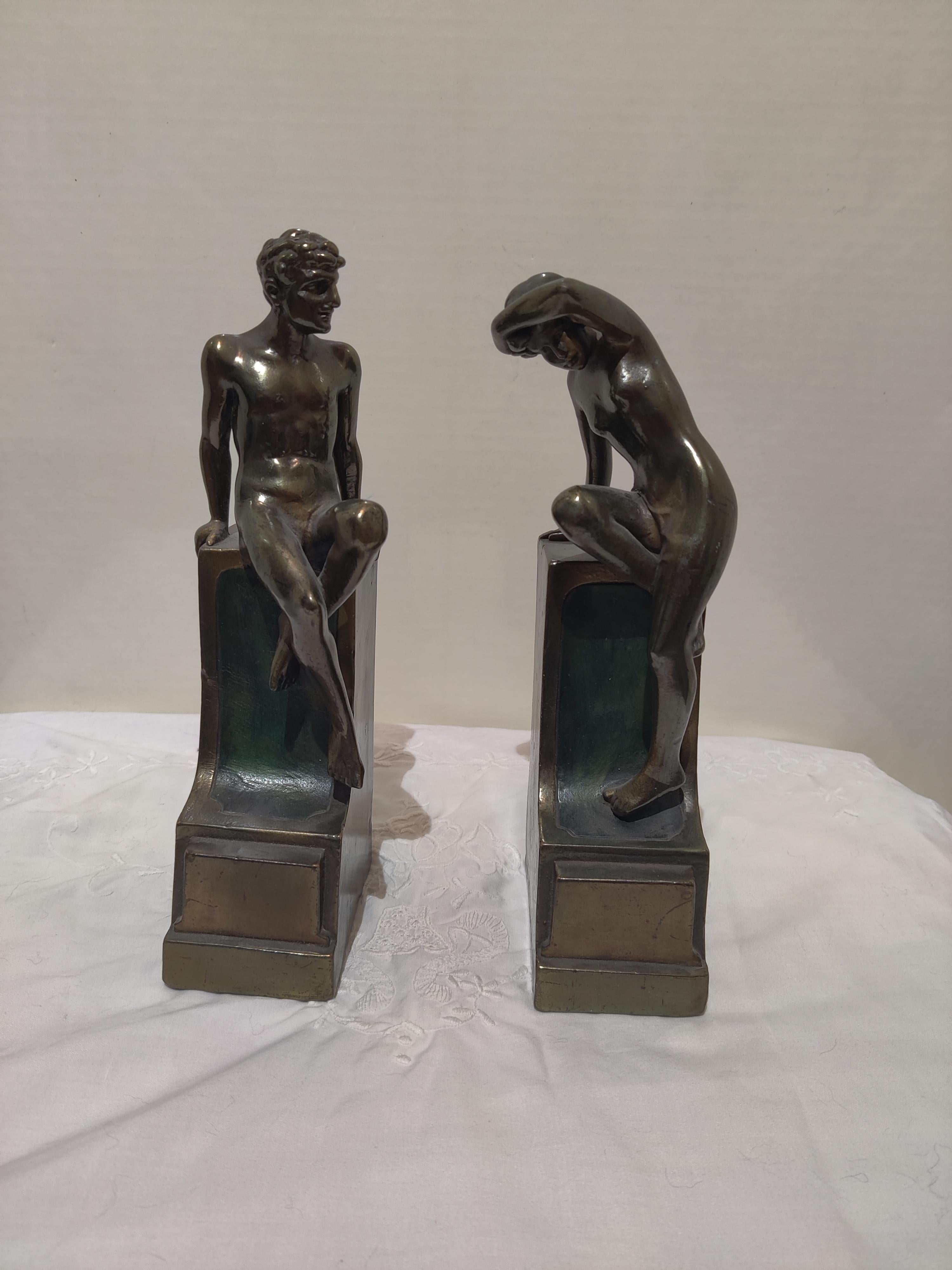 American Classic Art Nude Bronze Bookends For Sale