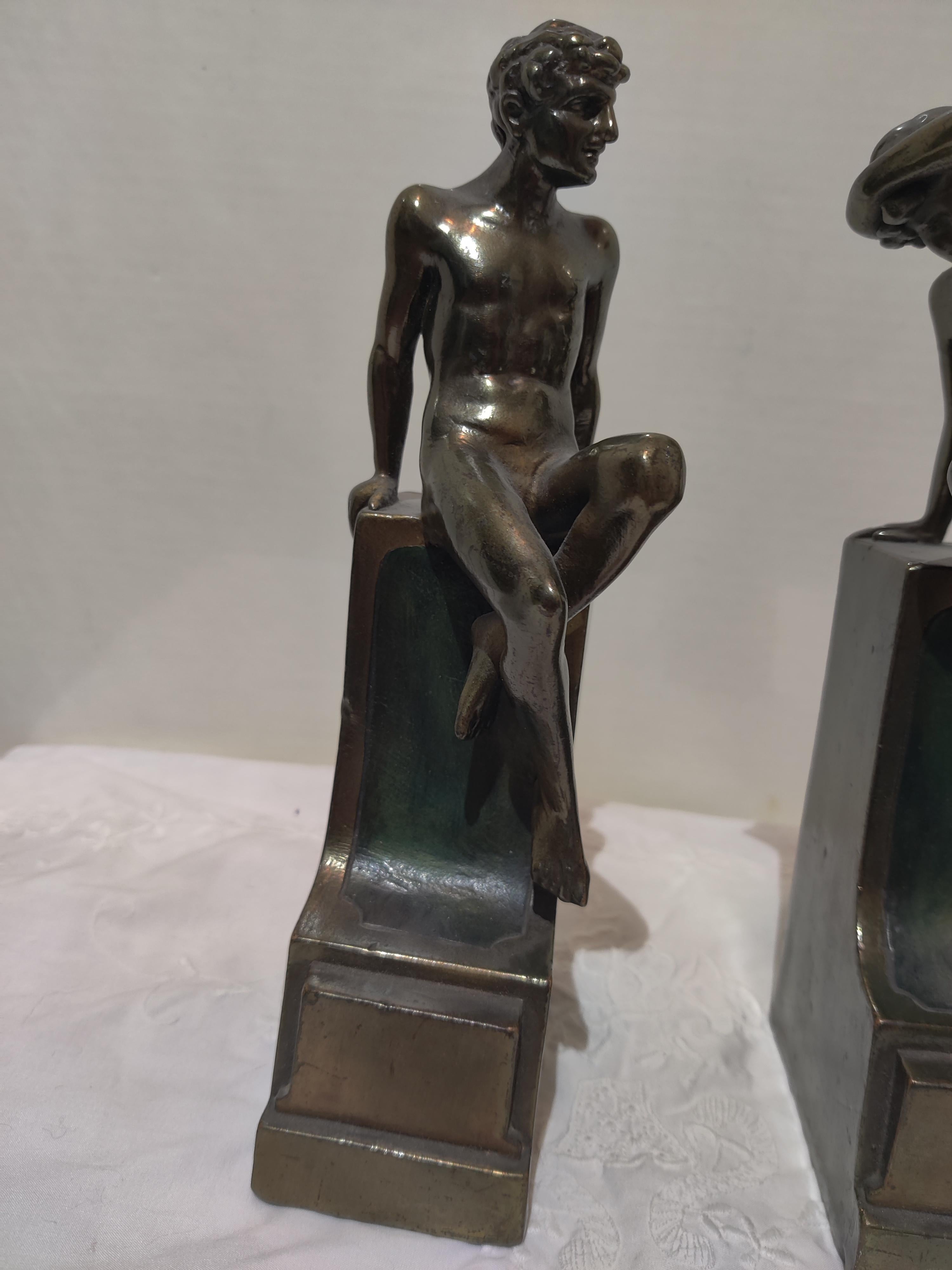 20th Century Classic Art Nude Bronze Bookends For Sale