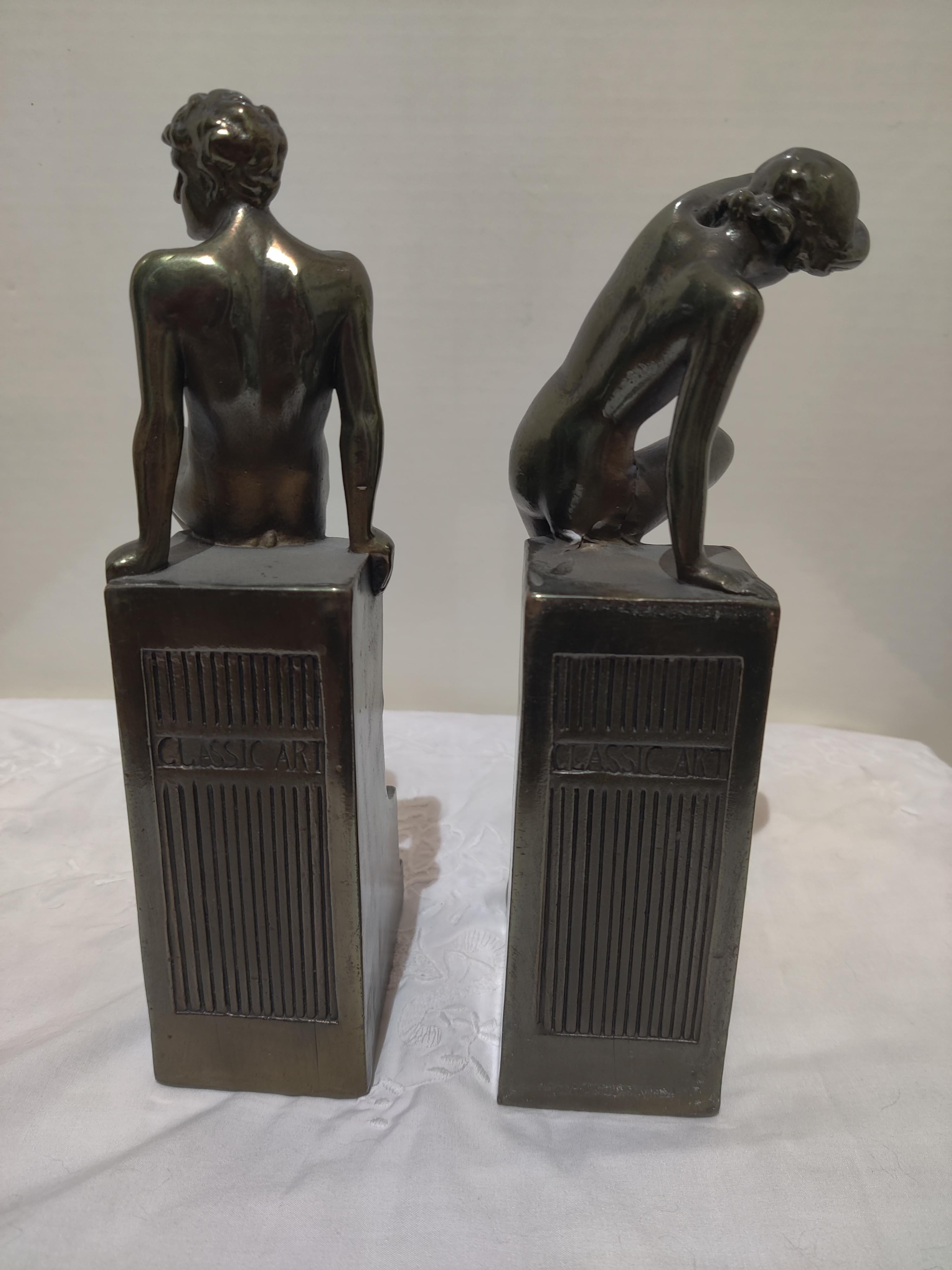 Classic Art Nude Bronze Buchstützen im Angebot 2