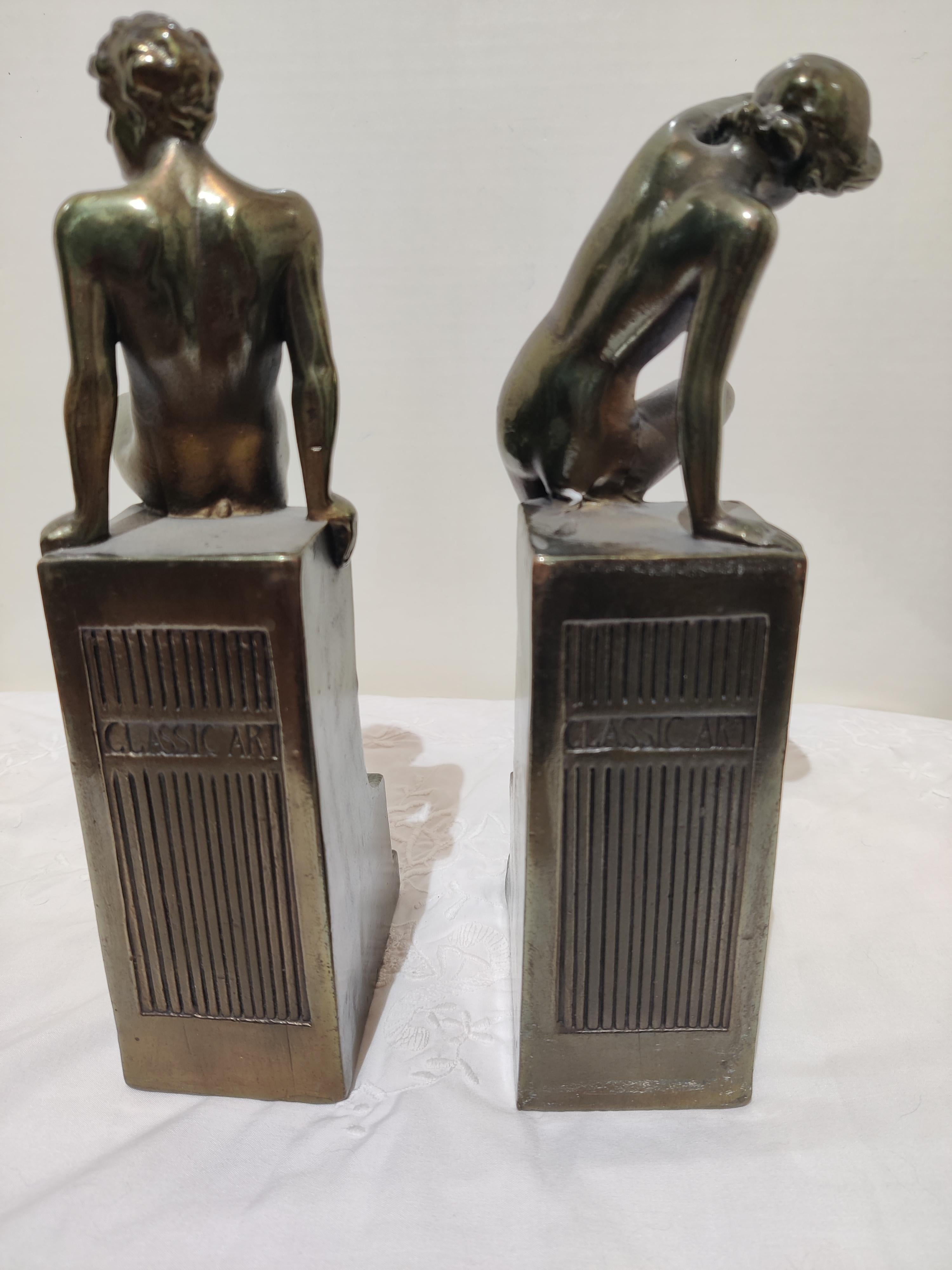 Classic Art Nude Bronze Buchstützen im Angebot 3